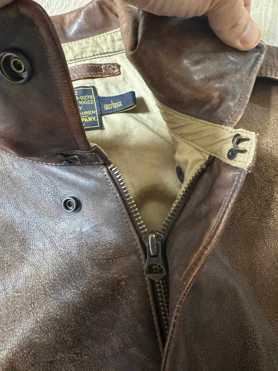 L 폴로 랄프로렌 오일워싱 a-2 가죽자켓 상품이미지9