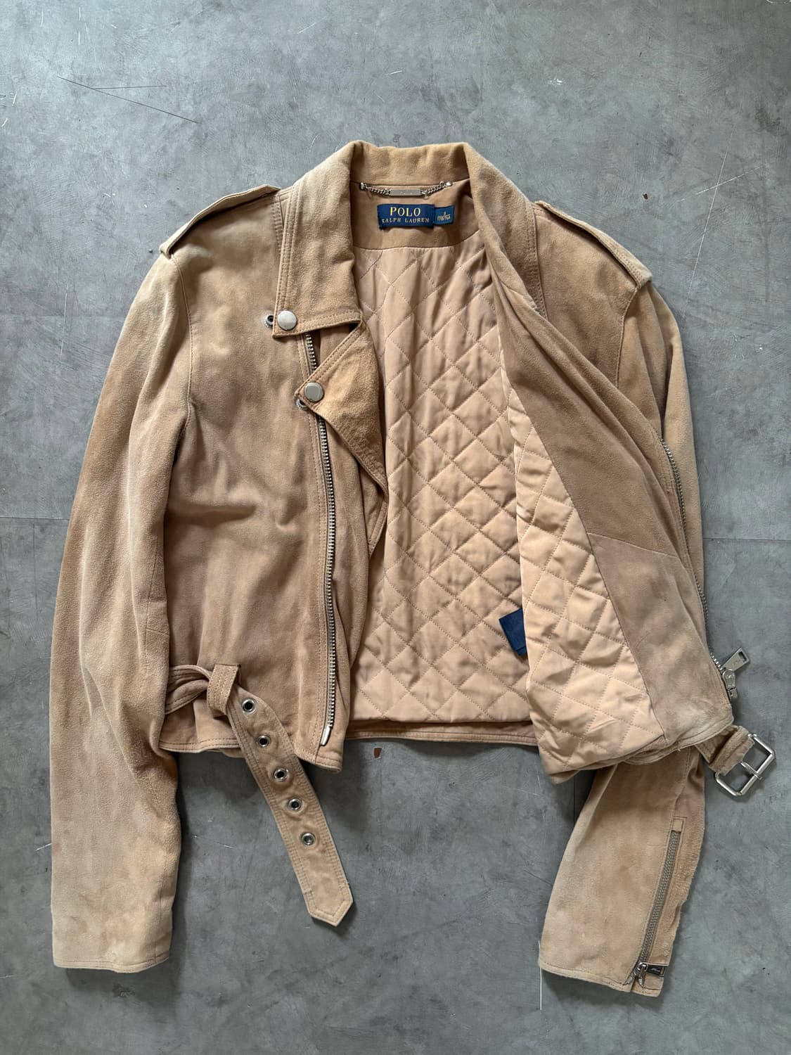 Polo 폴로 랄프로렌 신형라벨 우먼 베이지컬러 벨티드 스웨이드 바이커  상품이미지5