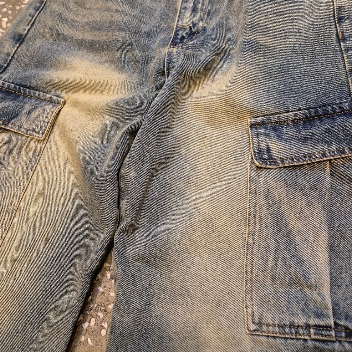 30인치 워싱 와이드핏 카고데님팬츠  상품이미지5