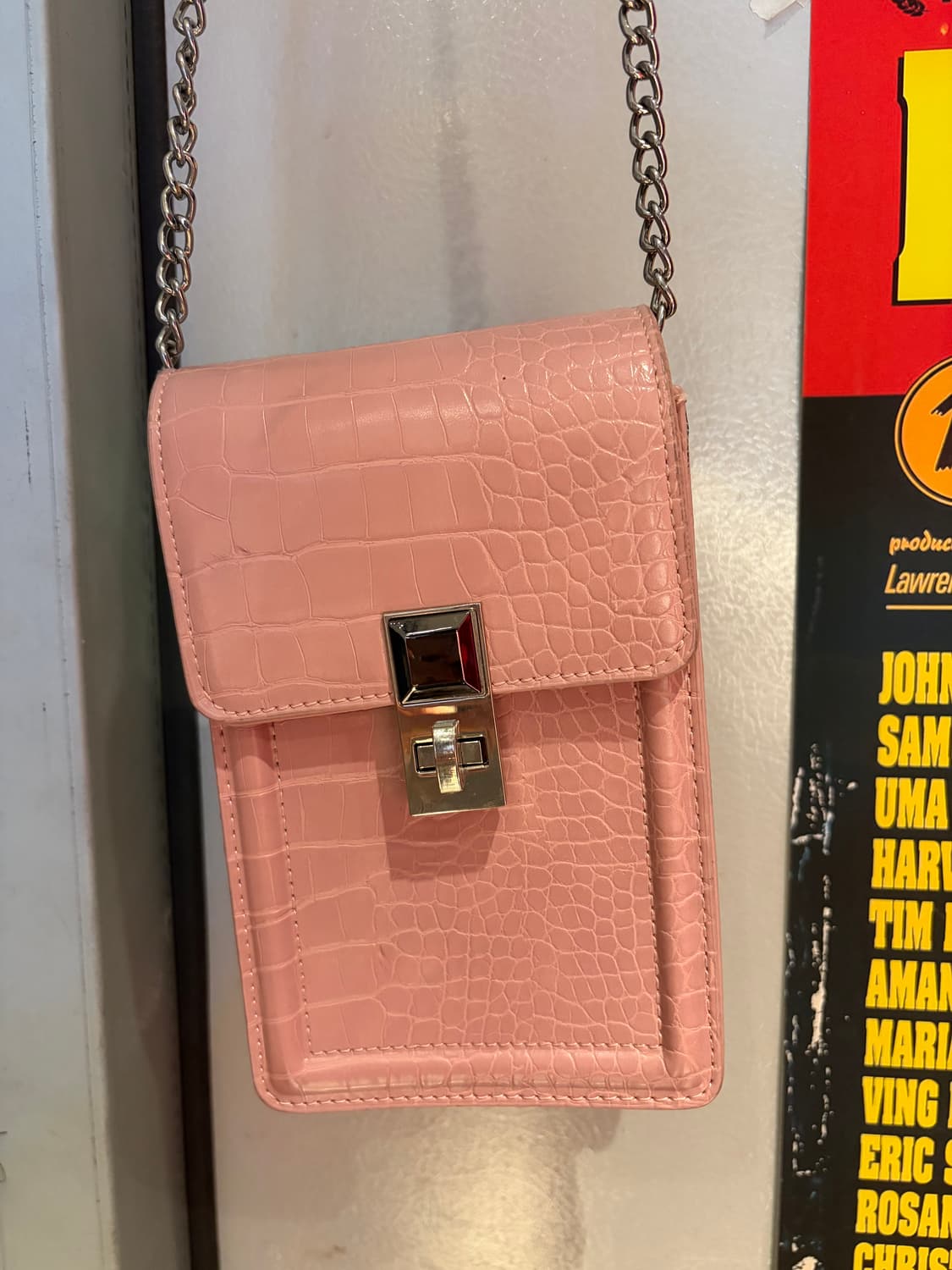 악어 패턴 핑크 크로스 미니백 상품이미지2