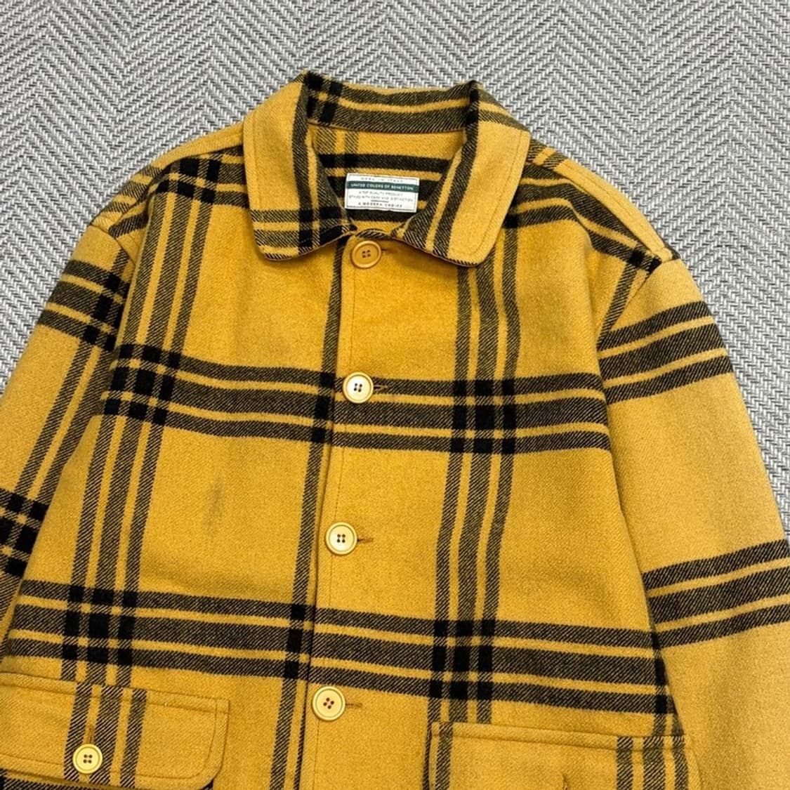 베네통 체크 모직 코트 v1641 상품이미지3