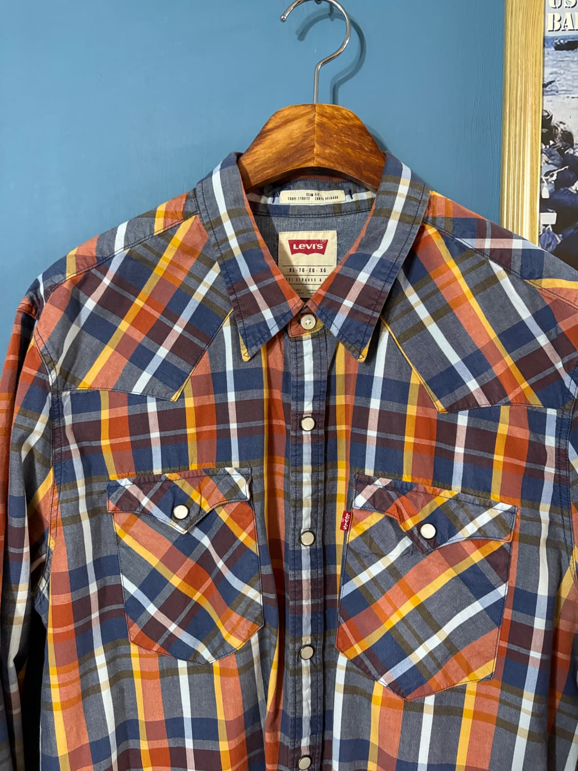 00‘s Levis Madras check western shirt.  상품이미지2
