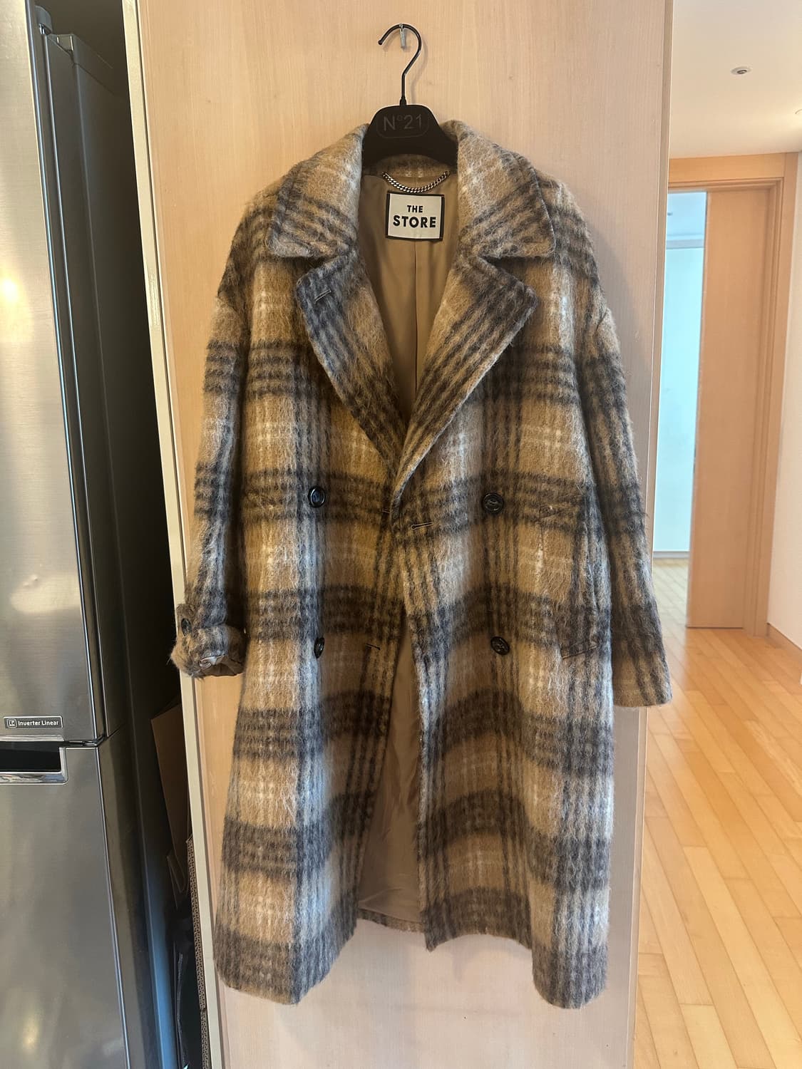 한섬 폼더스토어 모헤어 체크 코트 S 상품이미지1