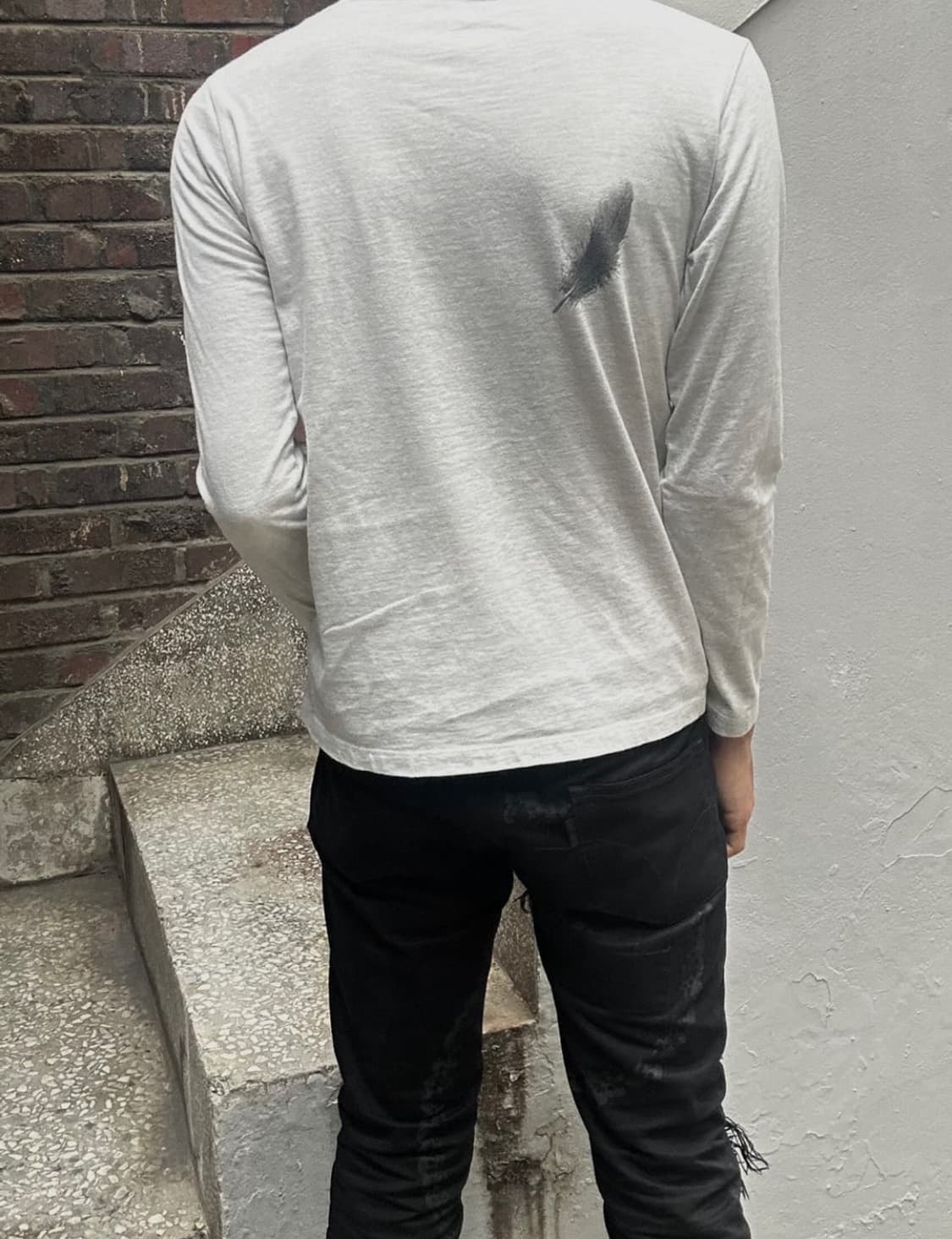 2000s JPN granipg 페더 프린팅 v-kei 롱슬리브 상품이미지3