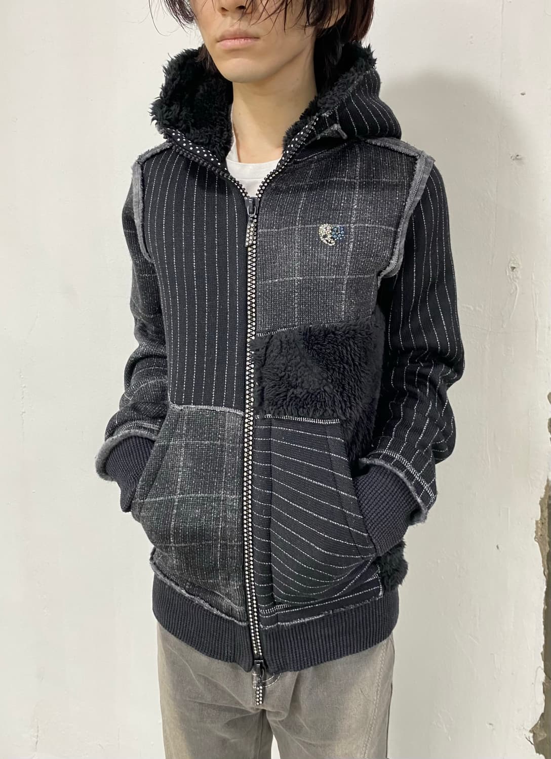 Francist_MOR.K.S. 믹스드 페브릭 후드 집업 상품이미지1