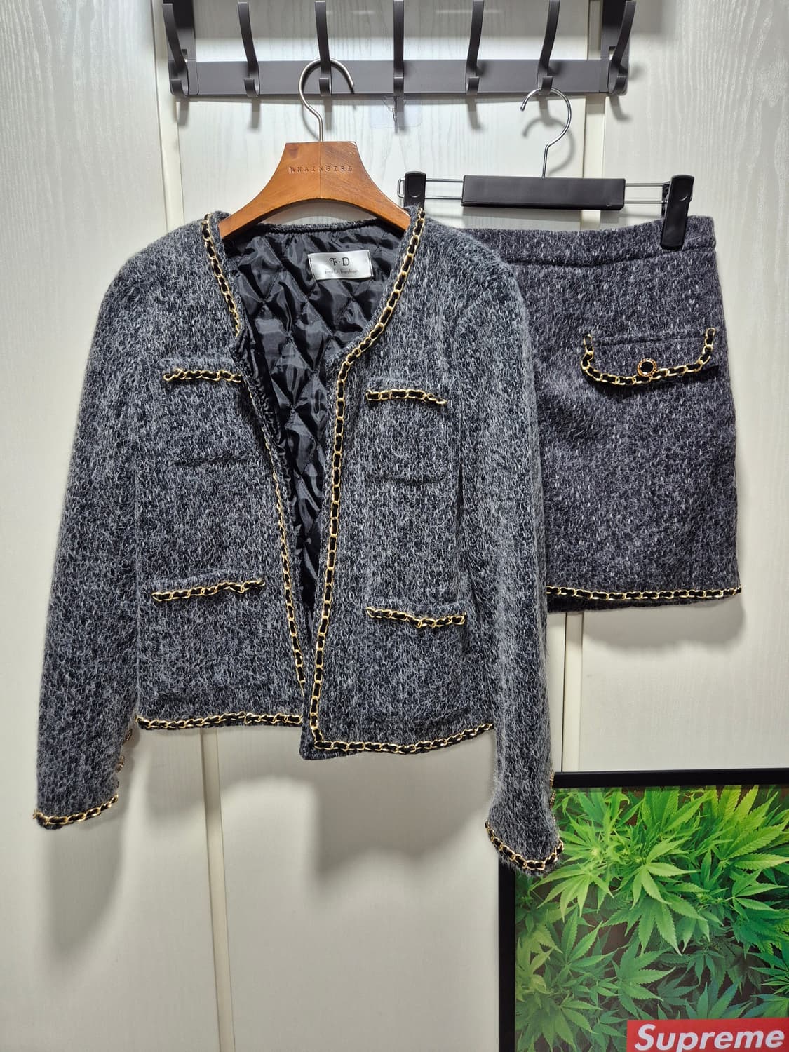 (세일)(새상품)누빔 트위드 셋업 자켓 스커트 상품이미지1