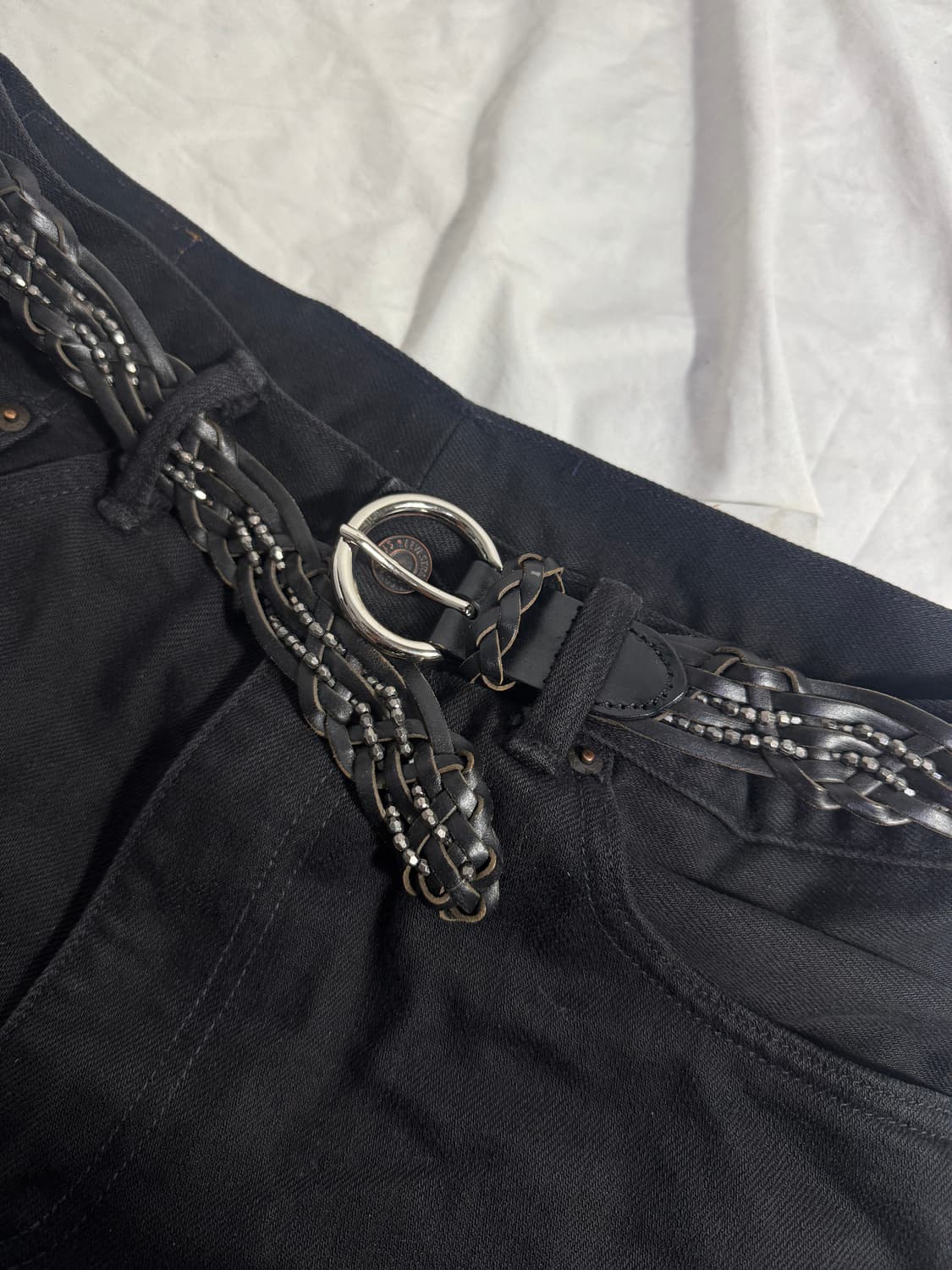 빈티지 메탈 브레이드 레더 벨트 y2k 상품이미지3