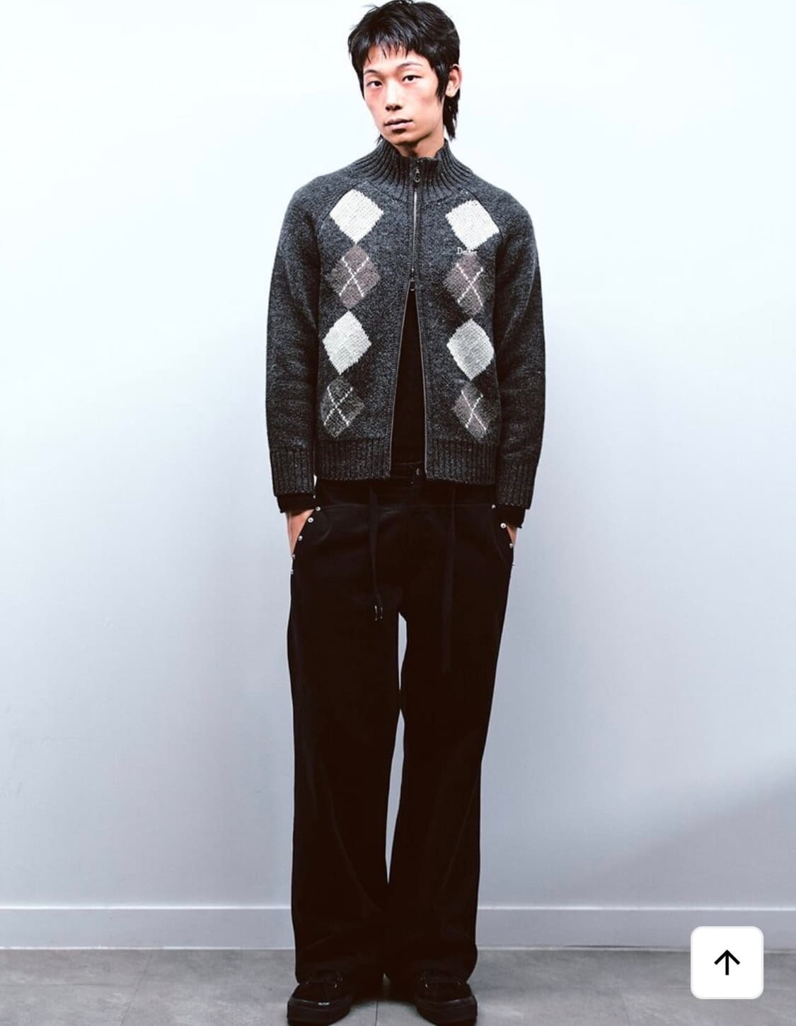 다이닛 deinet ARGYLE KNIT ZIP UP 니트집업 챠콜 상품이미지5