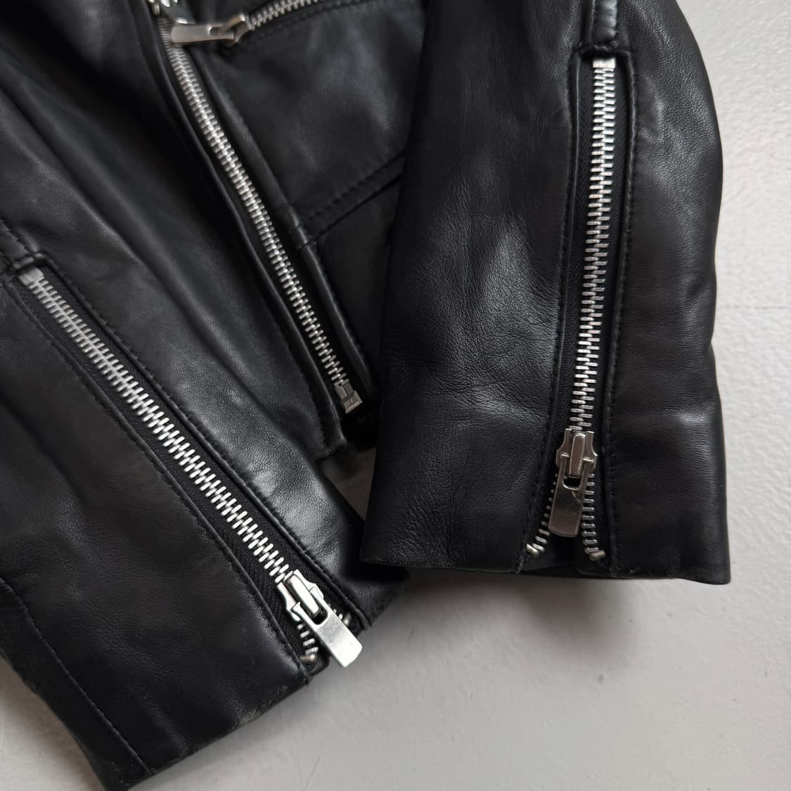 바이커 리얼레더 사선 라이더 양가죽 자켓 상품이미지7