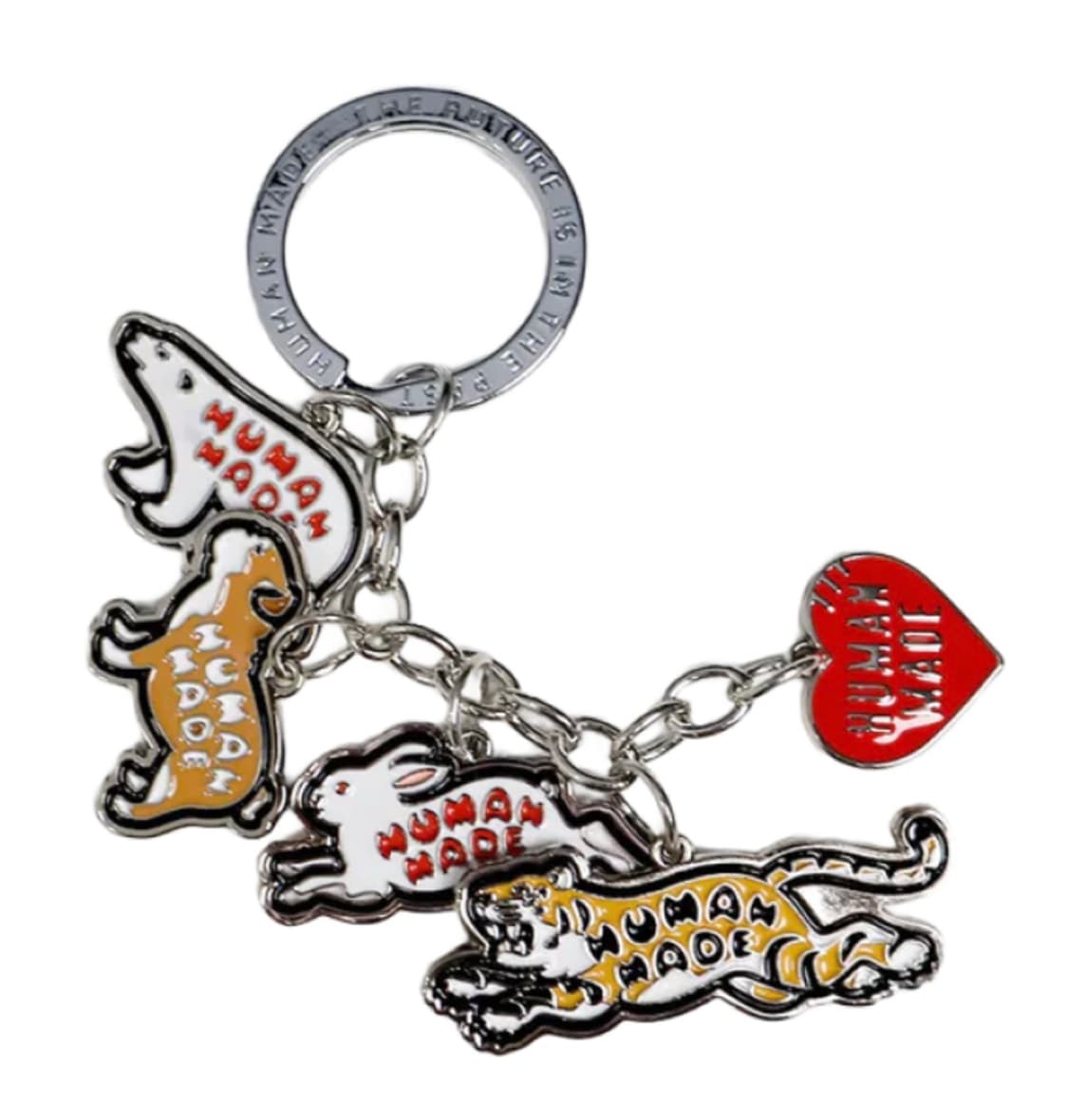 새제품) 휴먼 메이드 애니멀 하트 키링 실버 레드 키체인 열쇠고리 상품이미지1