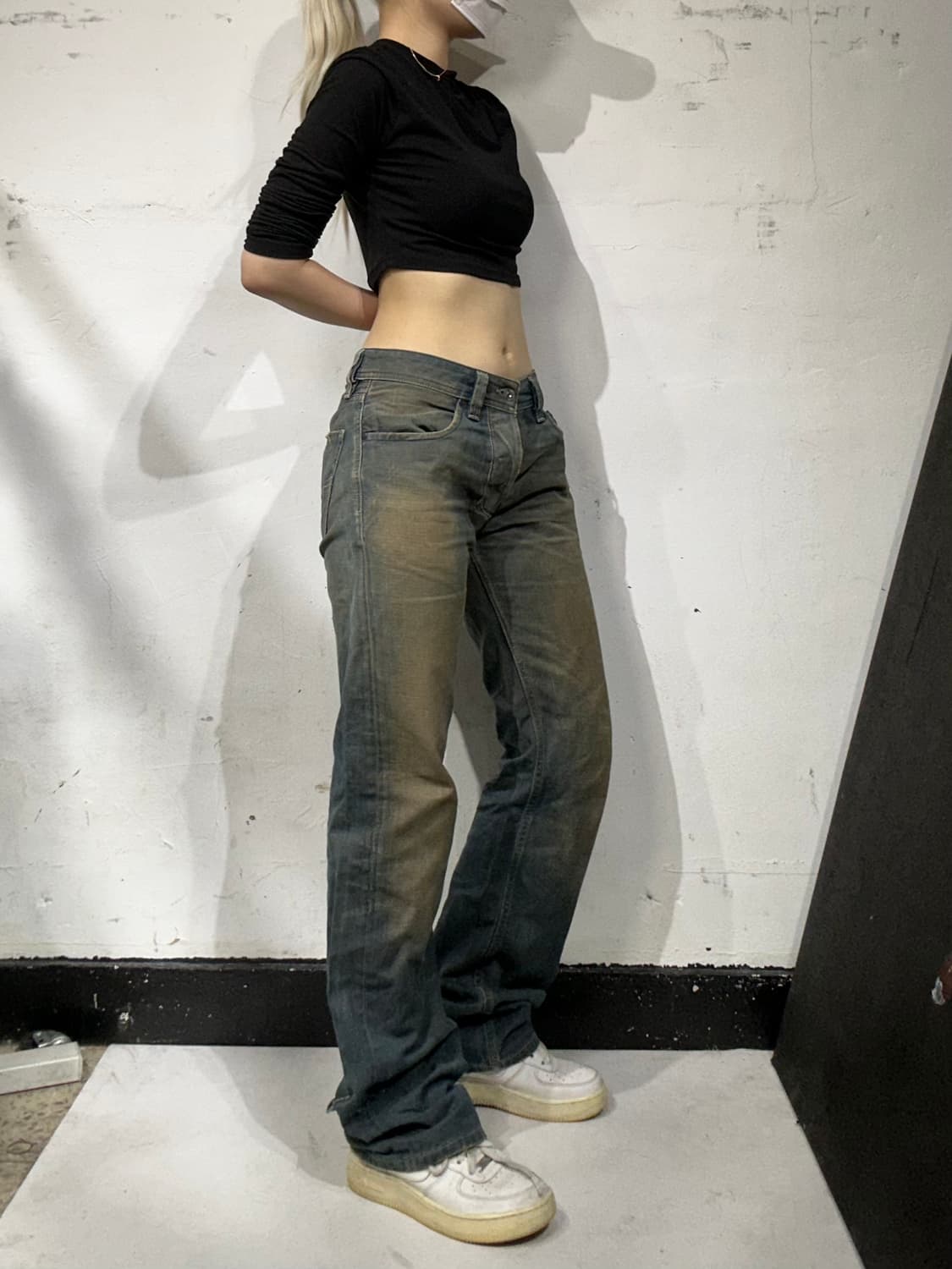 디젤 진청 워싱 LARKEE 와이드 데님 팬츠 청바지  상품이미지1