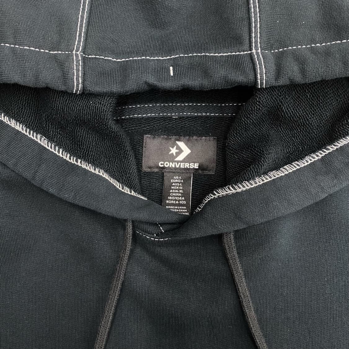 컨버스 스티치 블랙 후드 L 상품이미지4