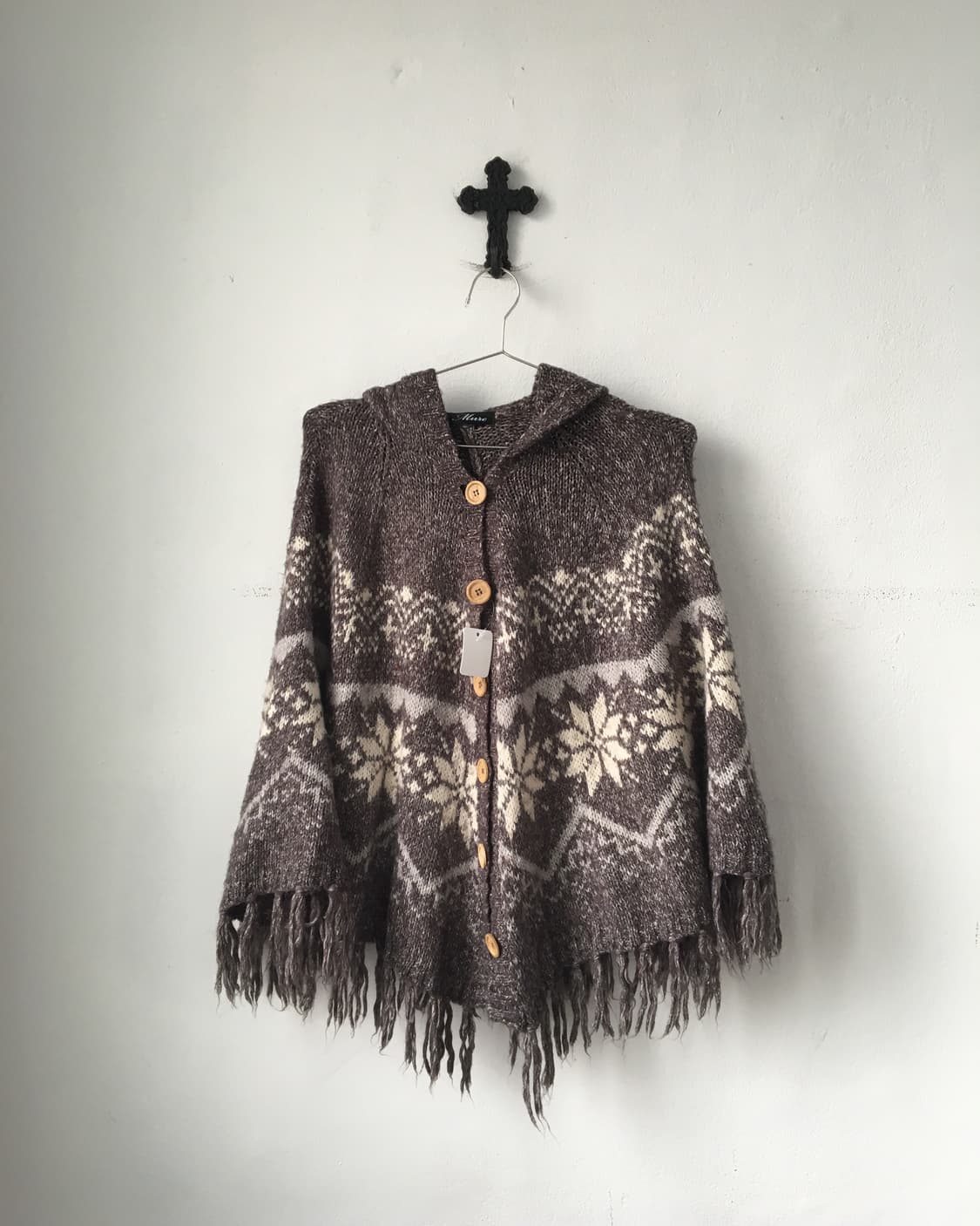 snow pattern hood knit cape 상품이미지2