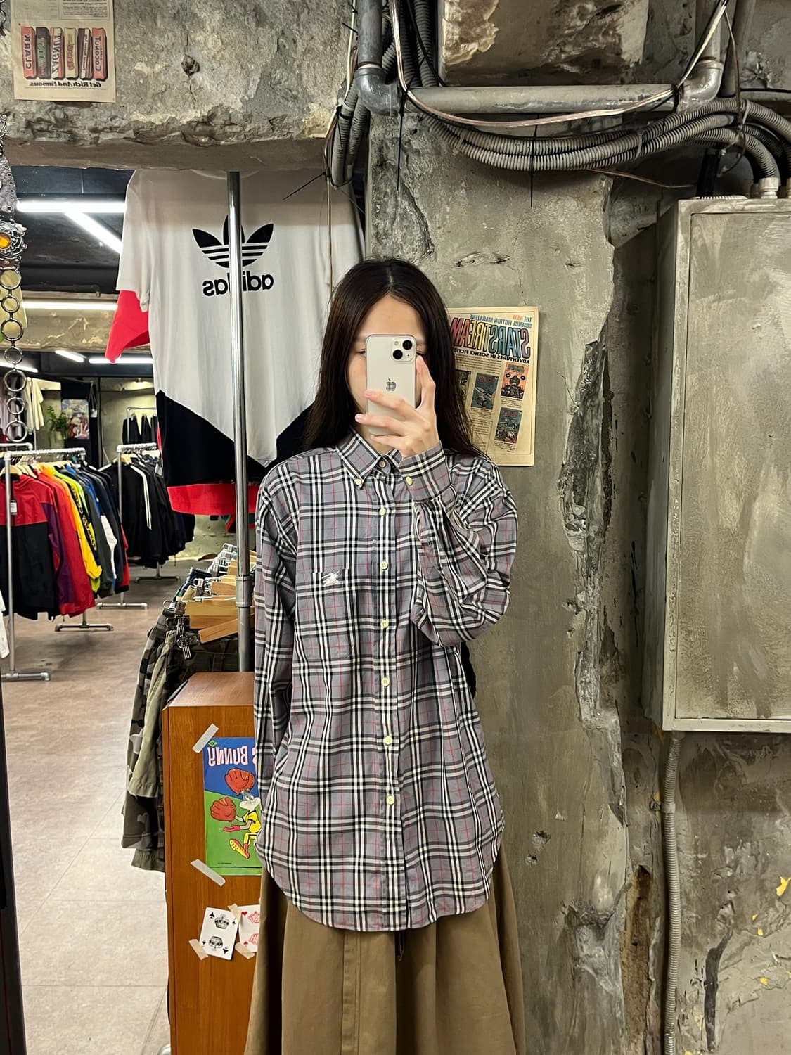 버버리 체크 셔츠 그레이 M #csz1301 상품이미지2