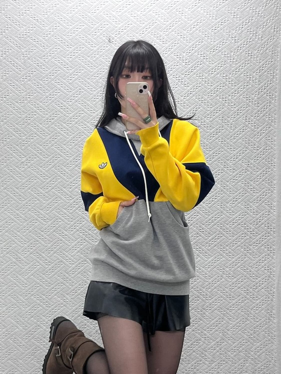 아디다스 올드스쿨 레트로 키치 컬러블럭 후드티 S C12431 상품이미지2
