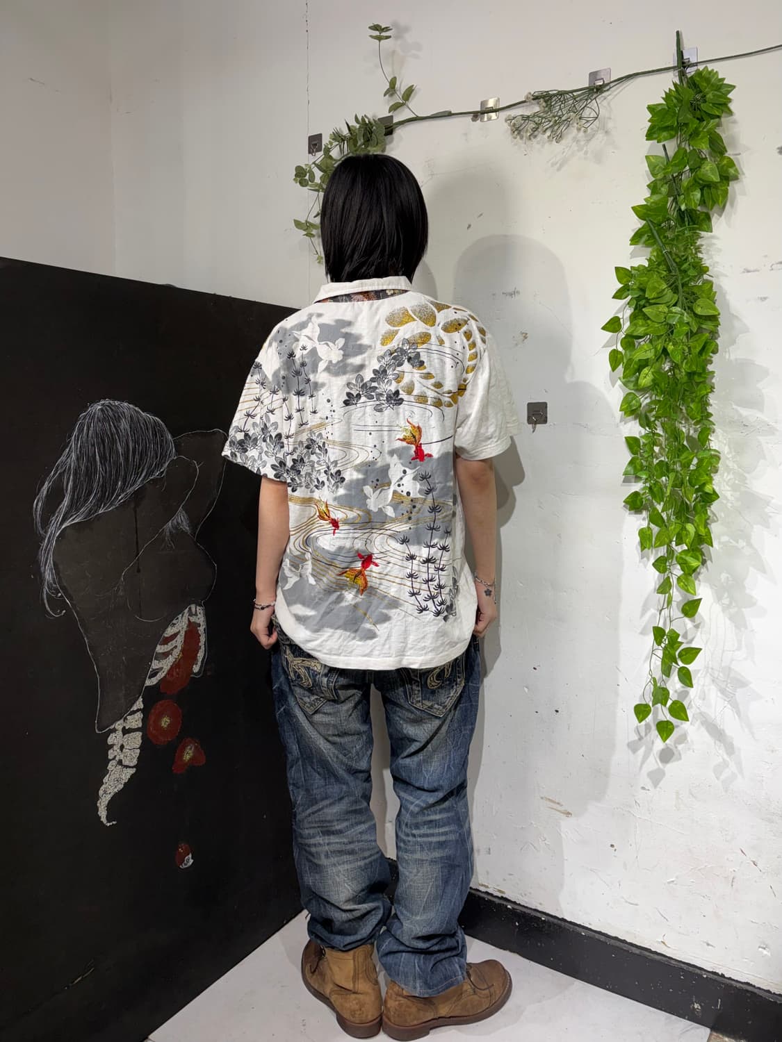 일본빈티지 오리엔탈 자수 반팔 티셔츠 L 상품이미지6