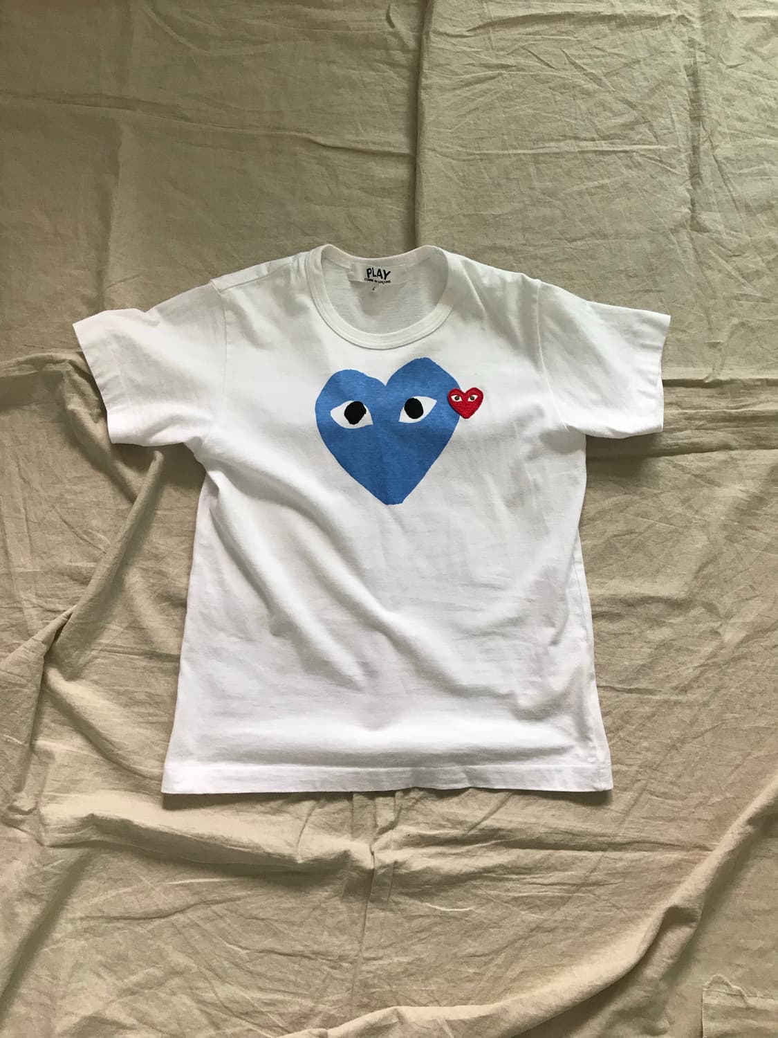 꼼데가르송 더블 하트 와펜 화이트 반팔티 상품이미지5