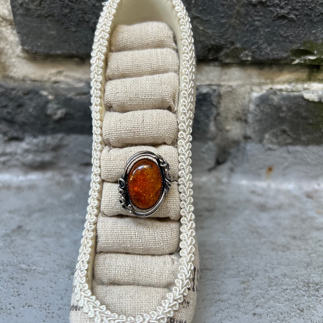 925 스털링실버 호박 원석 링 상품이미지1