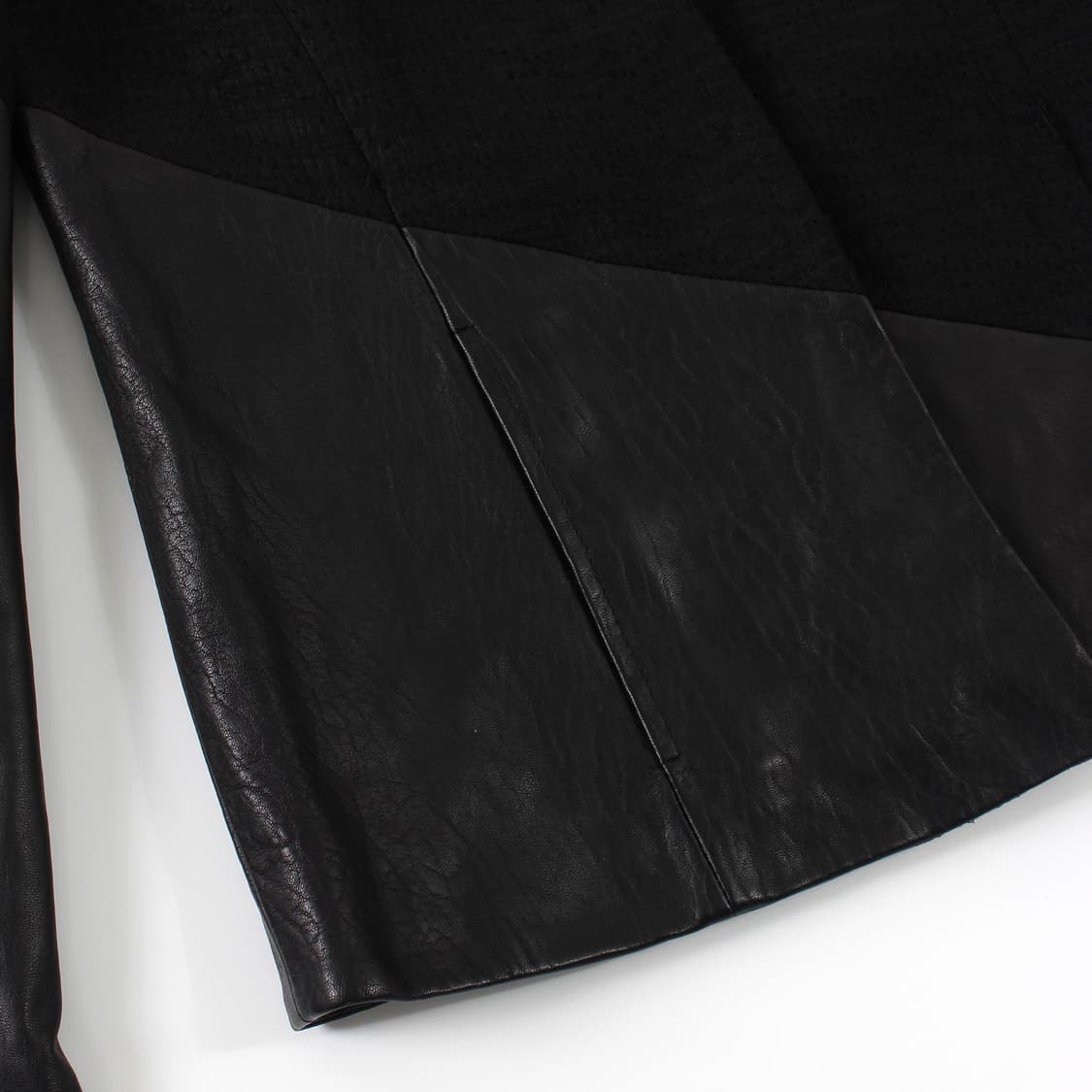 헬무트랭 Helmut lang 양가죽 배색 사선 비대칭 노카라 자켓 블레 상품이미지3