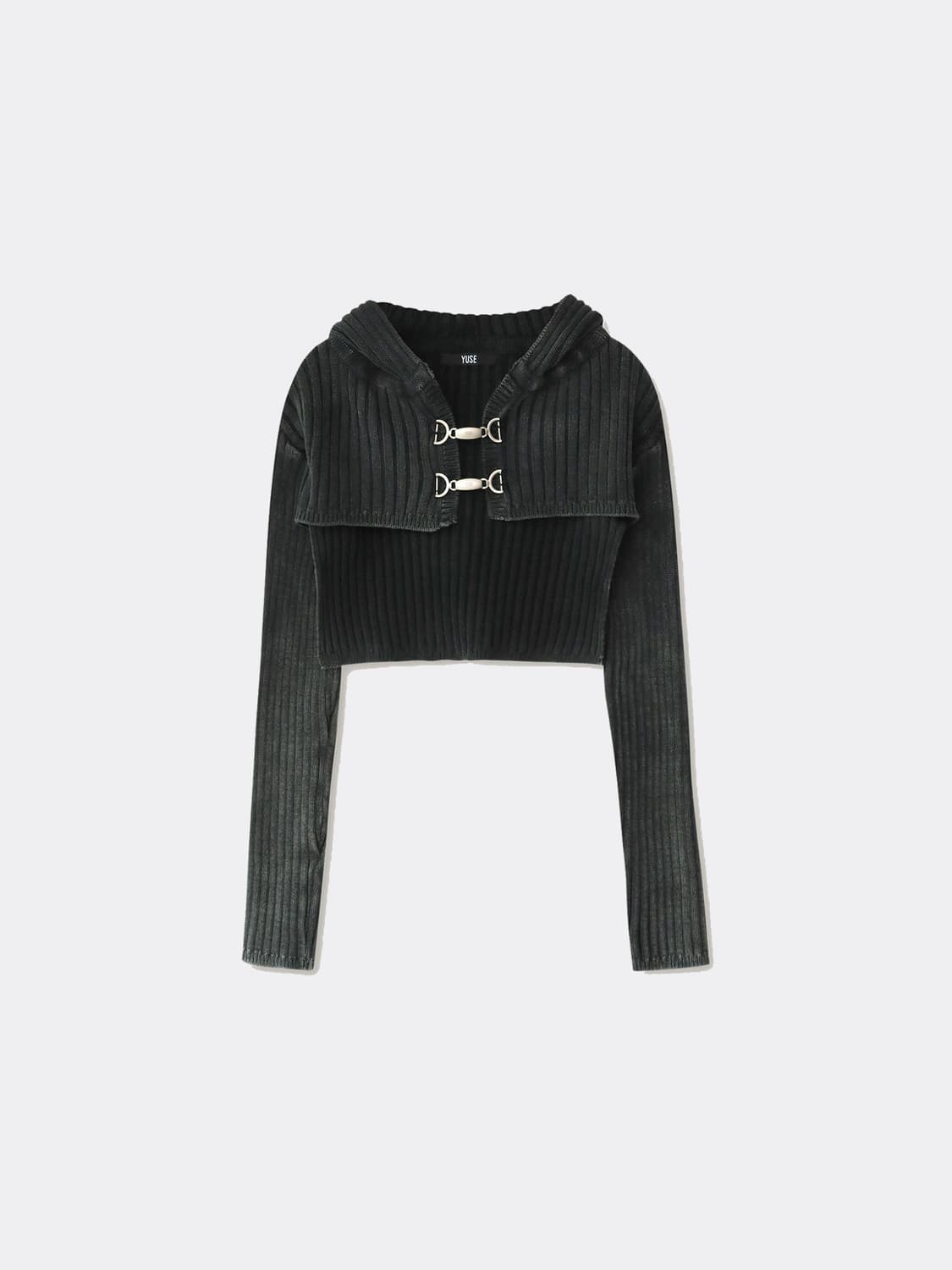 유즈 데님 워싱 후디 볼레로 니트 탑 상품이미지1