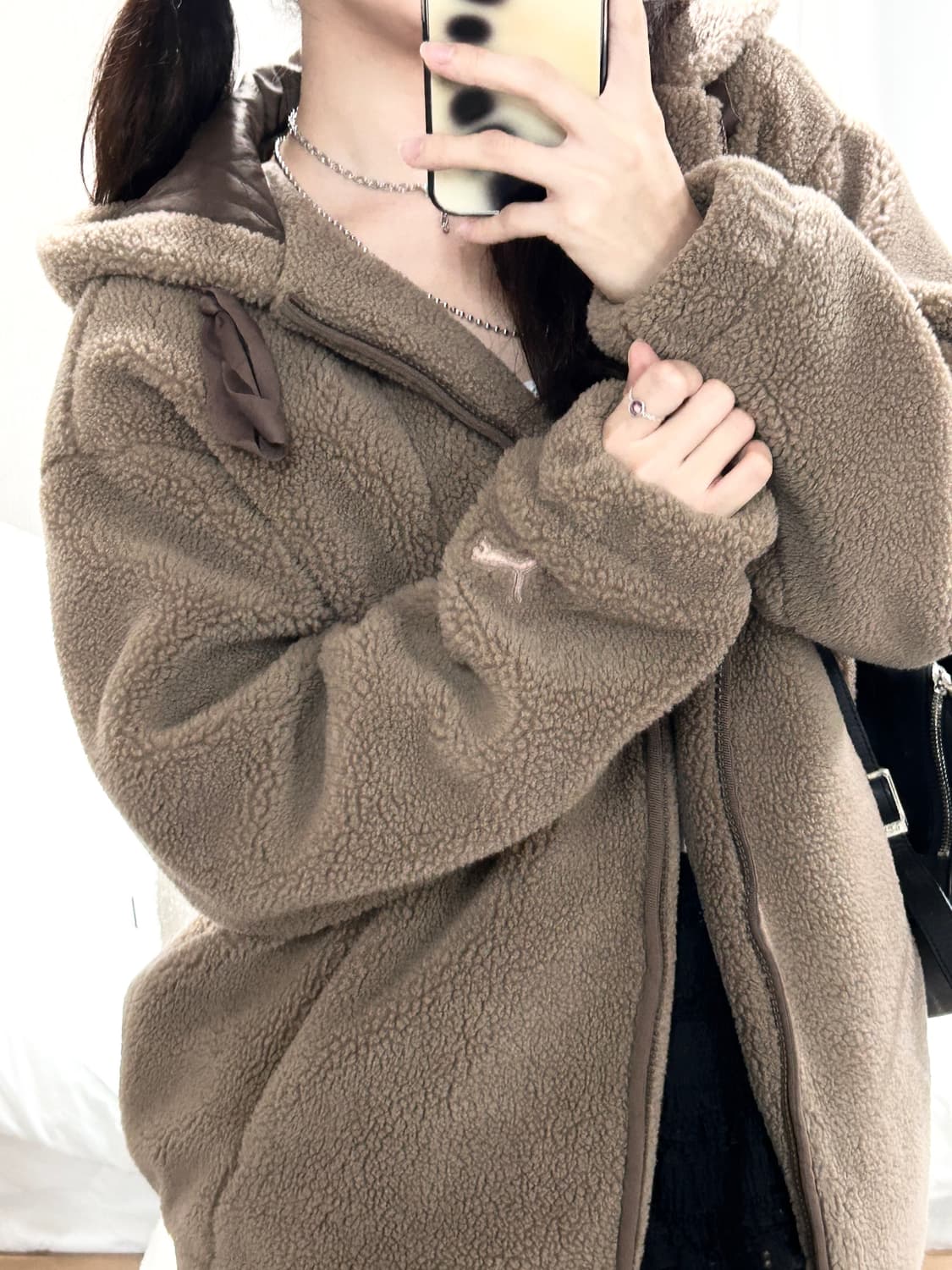 퓨마 스냅로고 초코 브라운 쉐르파 자켓 상품이미지2