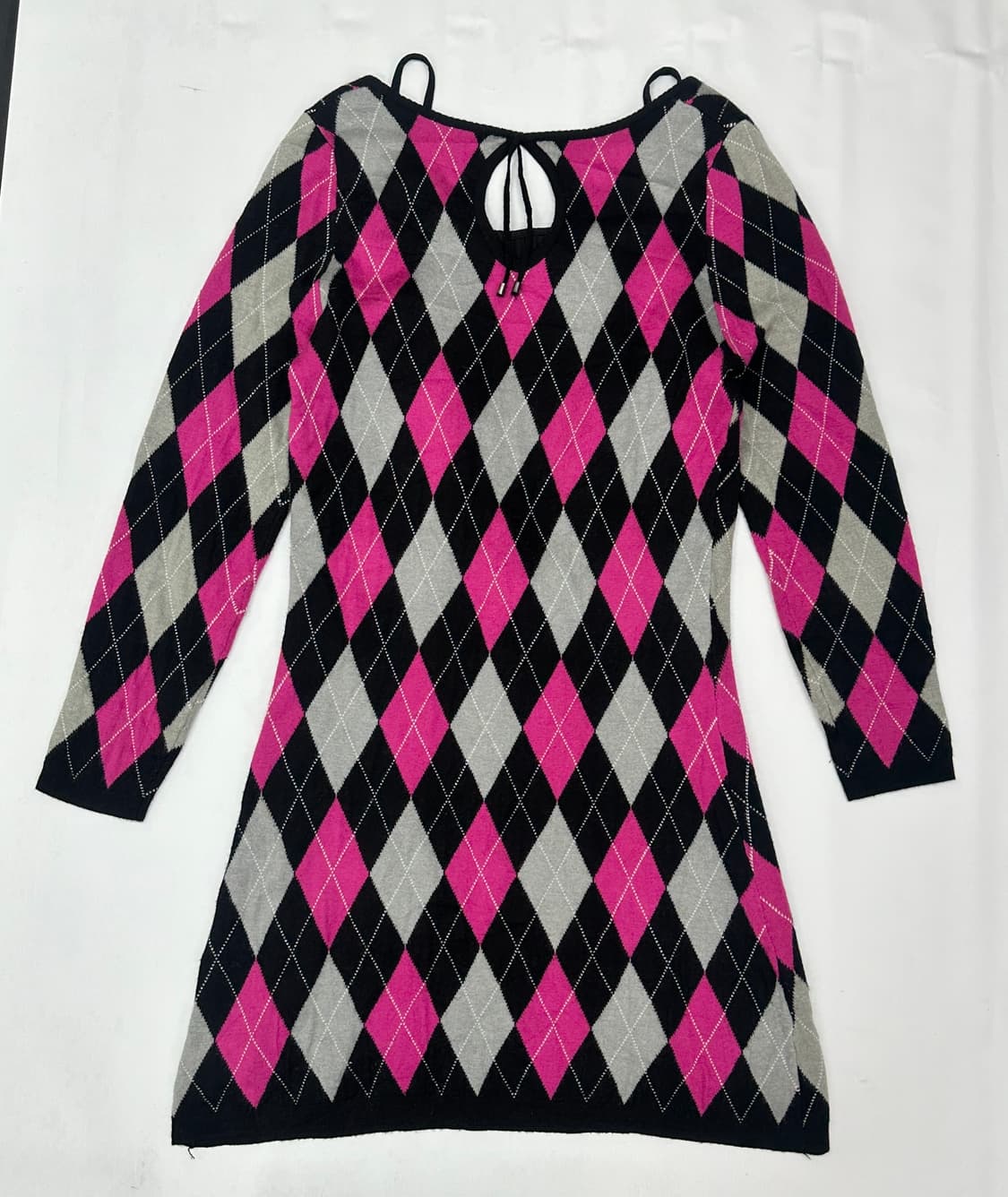 💓캐캐체 아무 아가일 니트 원피스 💓 레이어드 미니 핑크 패턴  상품이미지3