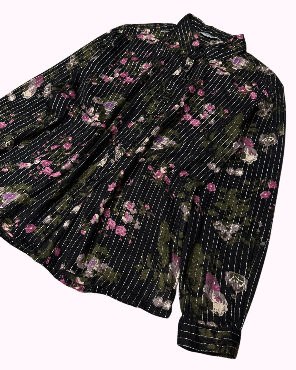gliter stripe flower shirt 상품이미지3