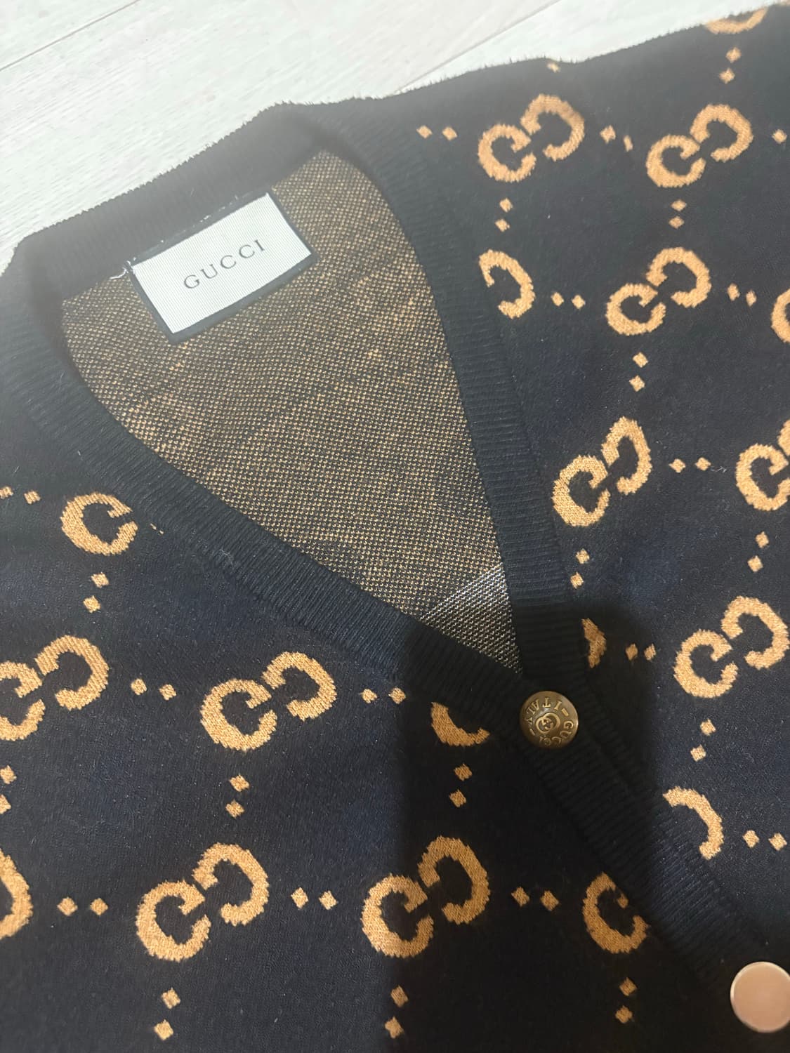 구찌 GG패턴 곰돌이 가디건 블랙L 상품이미지5