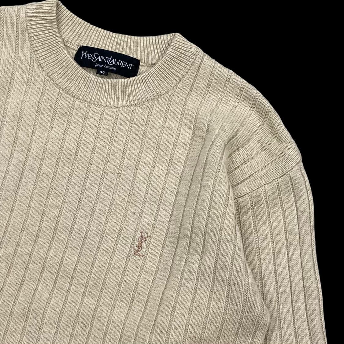 입생로랑 ysl 90s 베이지 골지 울 니트 상품이미지4