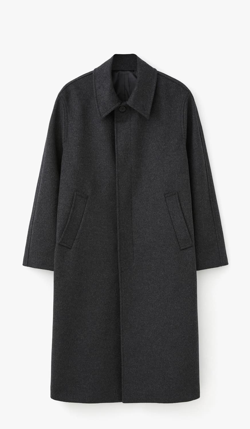 Lemard 히든 버튼 울 발마칸 코트 차콜 3 size 상품이미지1