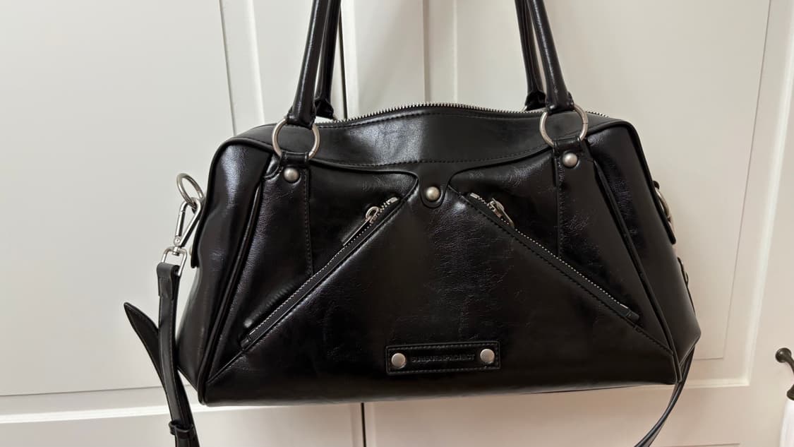 썬번프로젝트 Faux Leather M.O.S Bag, BLACK 상품이미지3