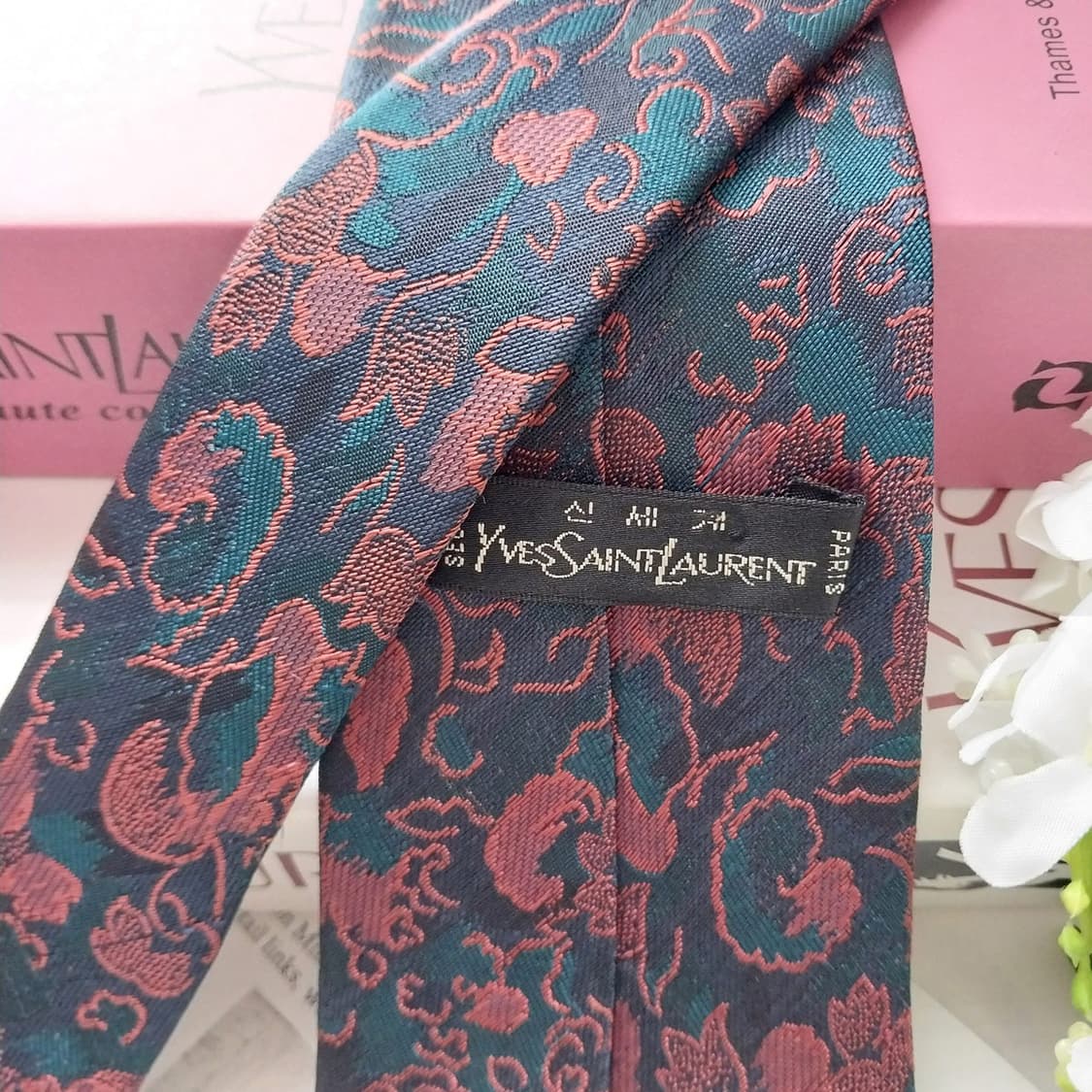 입생로랑 실크 청녹 오너먼트 넥타이 8.7cm A+등급 K1617
 상품이미지6