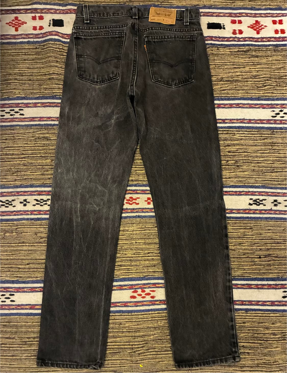 (27~28)90s USA 빈티지 리바이스 505 오렌지탭 흑청 데님 상품이미지5