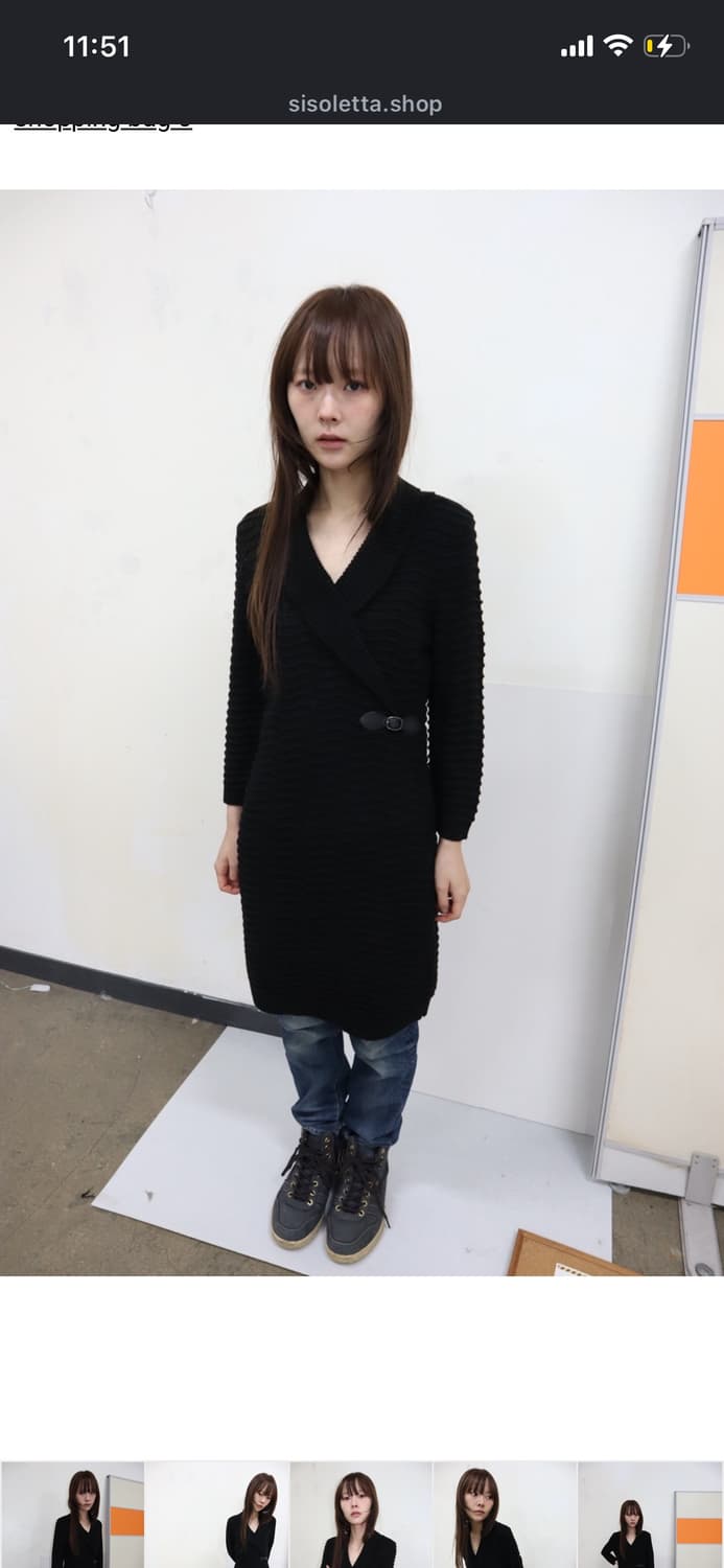 black ribbed wrap knit dress 상품이미지8