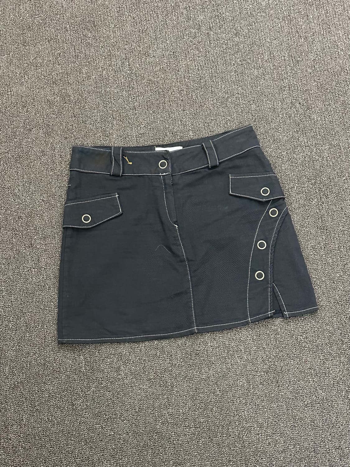 S)Japanese vintage 포켓 아일렛 디테일 트임 미니 스커트 상품이미지1