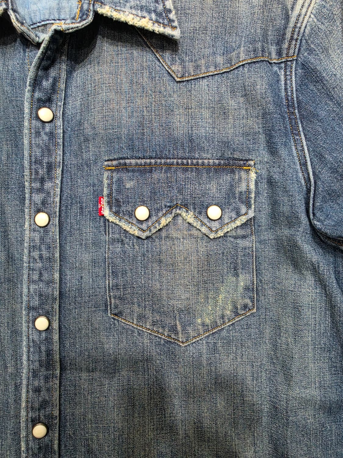 리바이스 웨스턴 투포켓 빈티지 슬림핏 데님 셔츠 청셔츠 M 상품이미지6