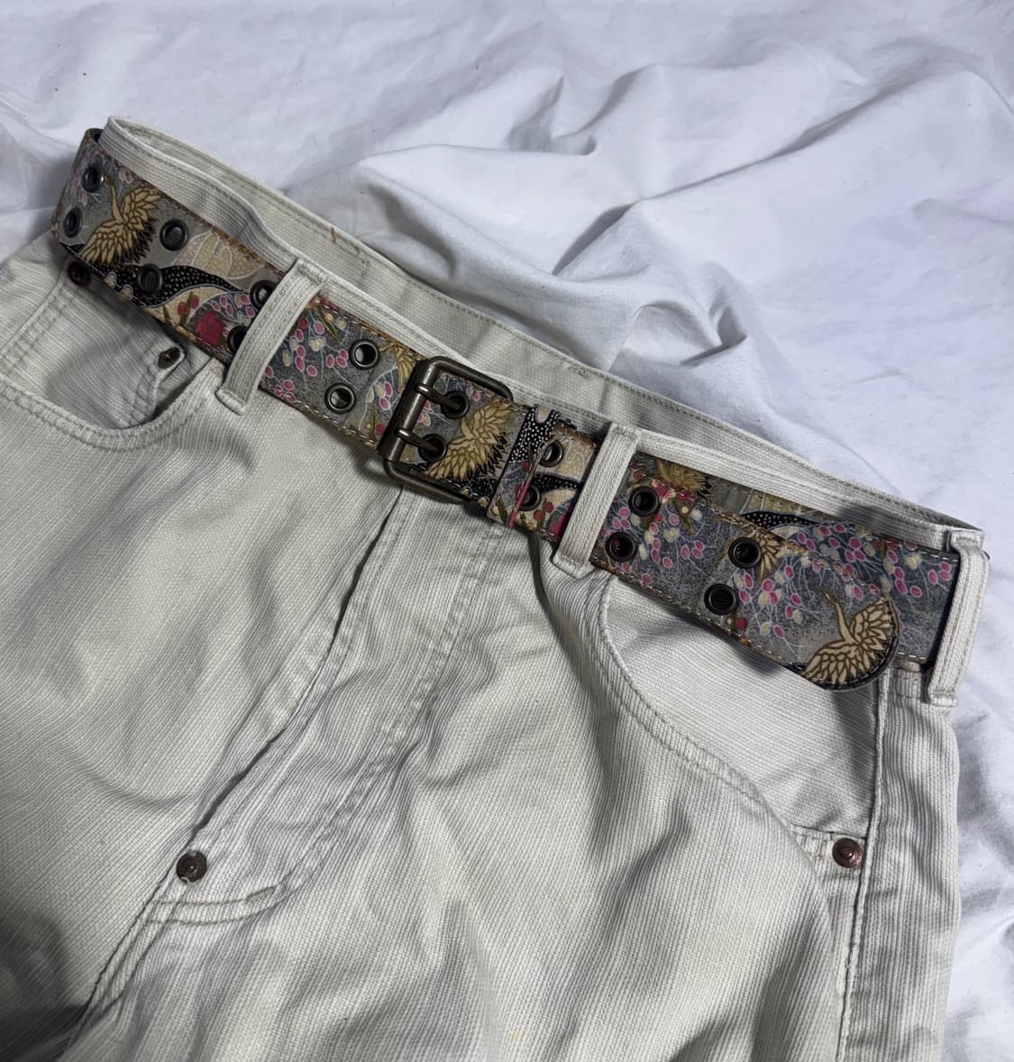 빈티지 오리엔탈 레더 벨트 학  상품이미지1