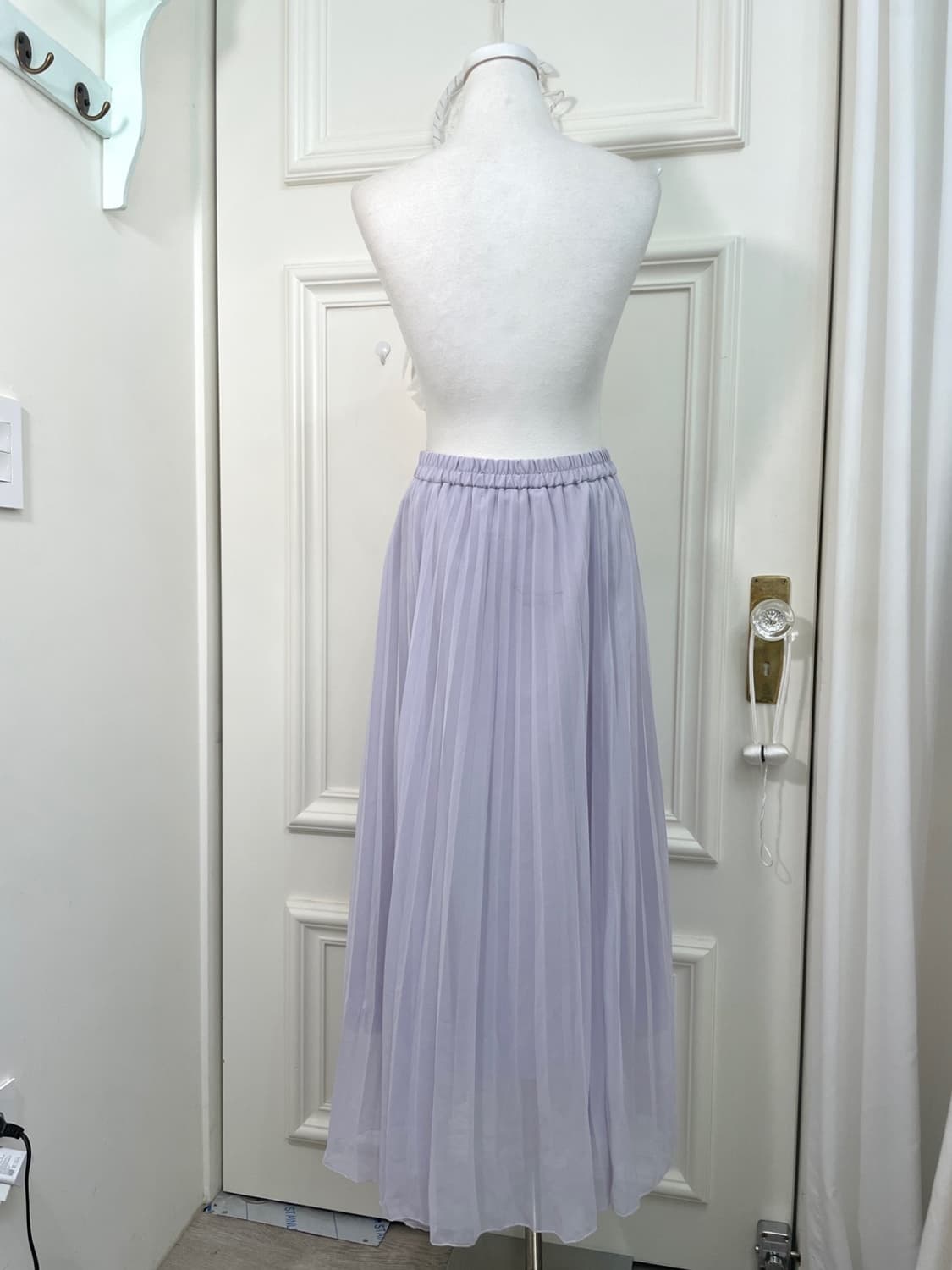 lavender pleats banding long skirt 상품이미지3