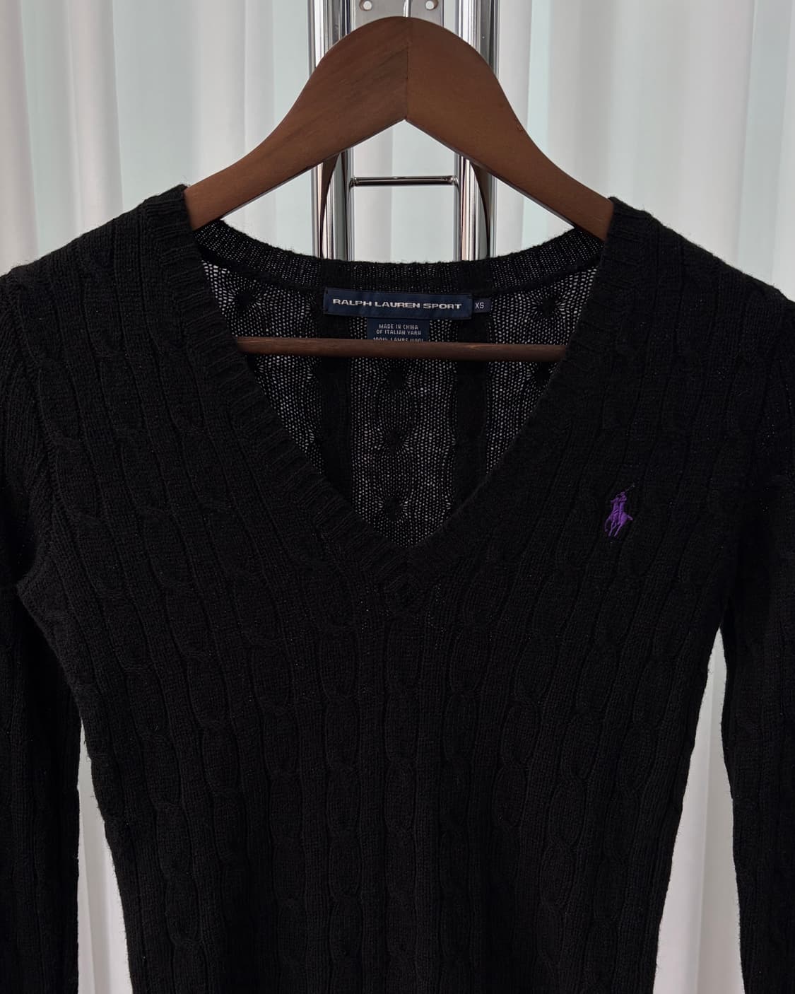 [XS]폴로 랄프로렌 램스울 브이넥 케이블 니트 상품이미지4