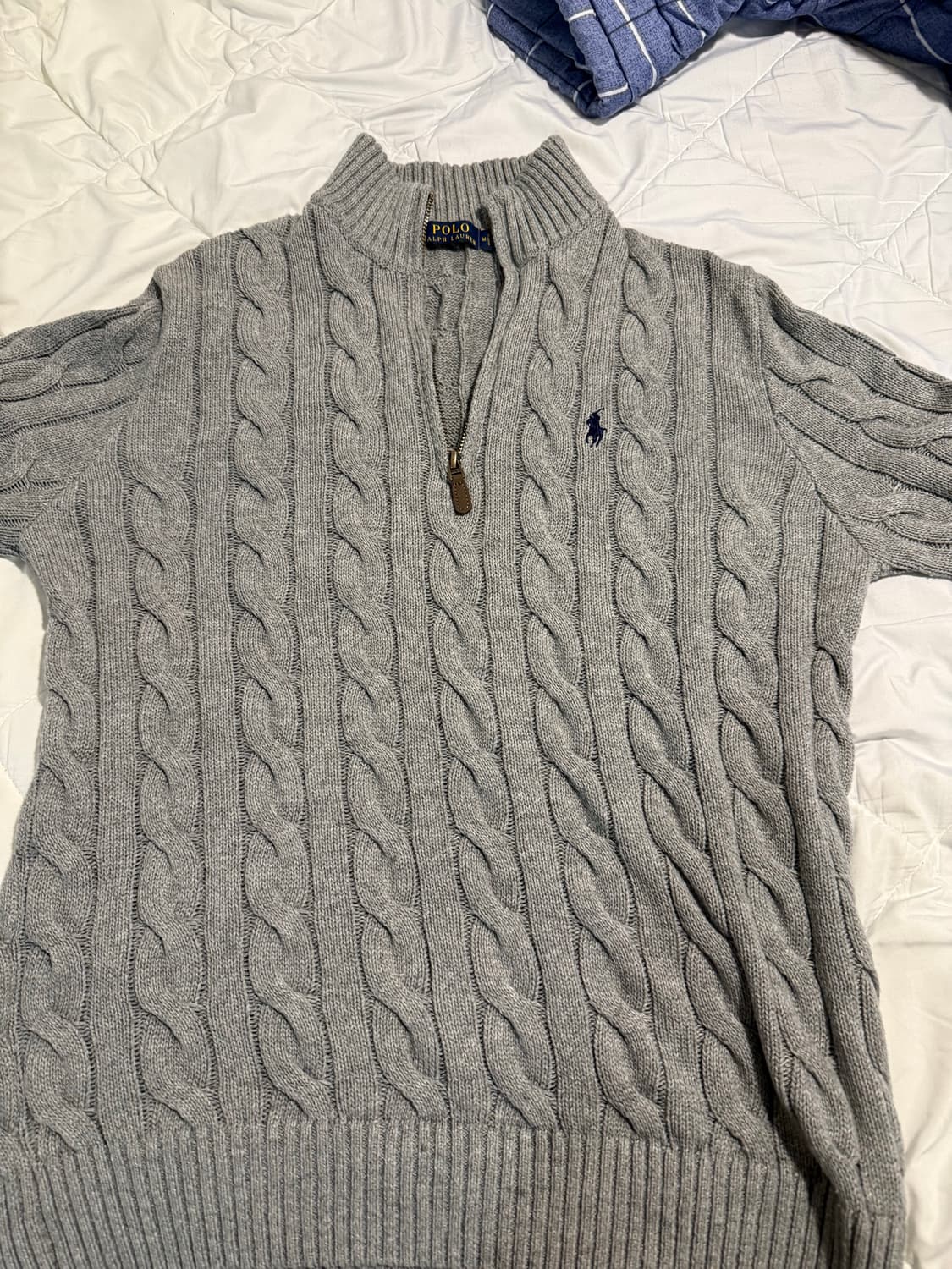 폴로 랄프 로렌 케이블 니트 코튼 스웨터 폰 그레이 헤더  상품이미지1