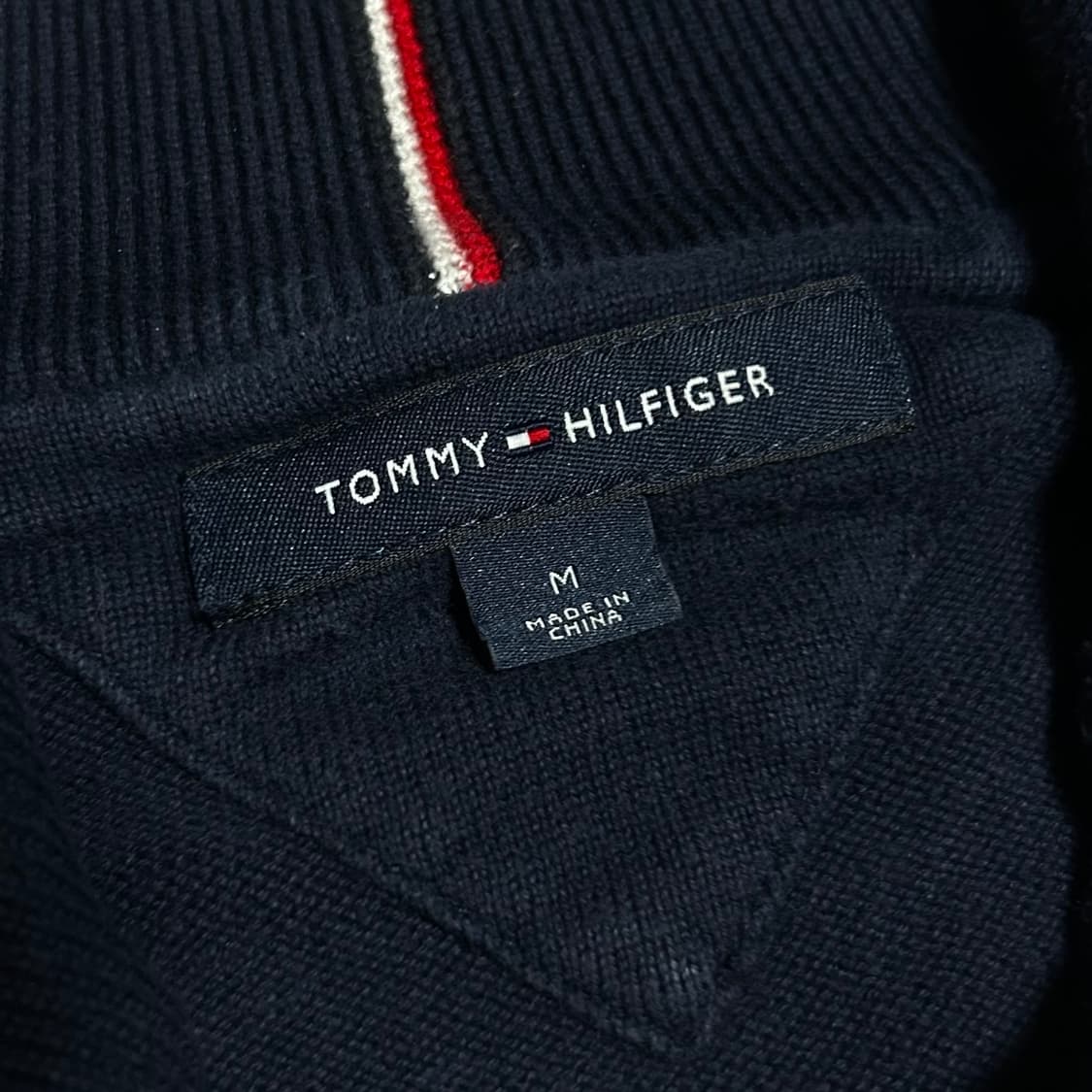 [M] Tommy 타미힐피거 신형 네이비 반집업 코튼 니트 상품이미지4