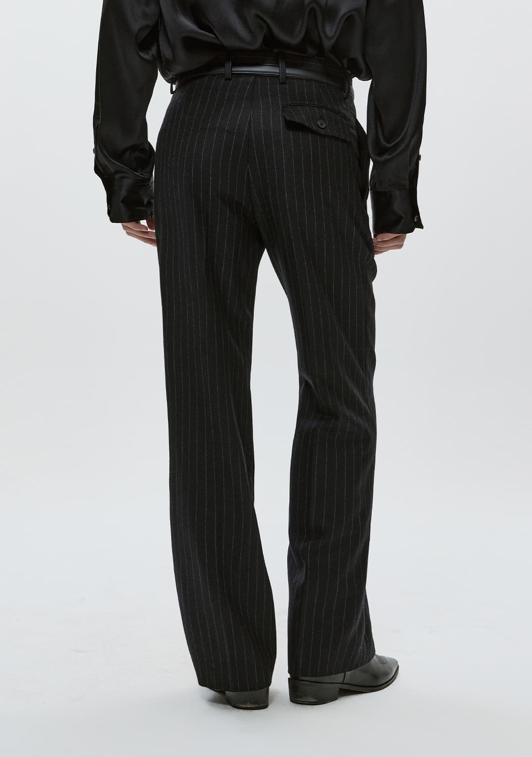 세비지 스트레이트핏 스트라이프 트라우저 블랙 라지사이즈 상품이미지2