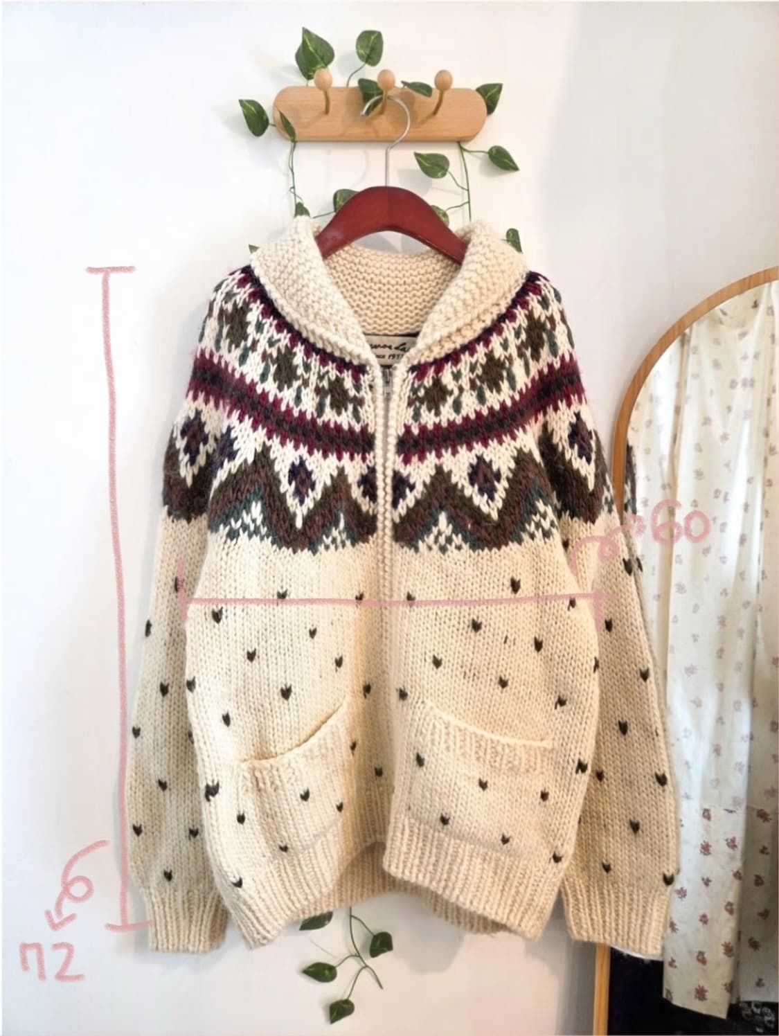 빈티지 노르딕 하트도트 니트가디건 상품이미지6