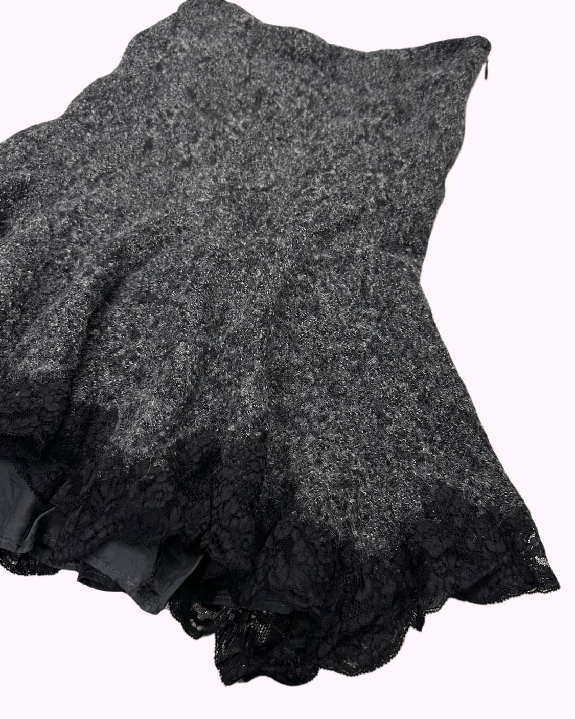 charcoal lace wool texture skirt 상품이미지2
