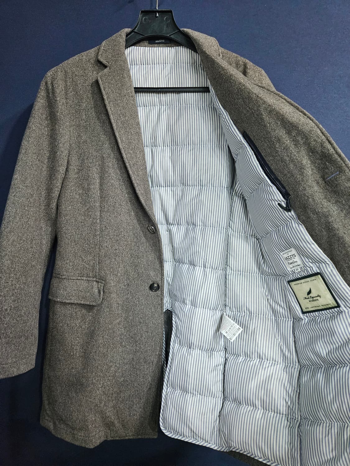 헤지스 멜란지 베이지 남성 100 구스다운 패딩 정장자켓  상품이미지8