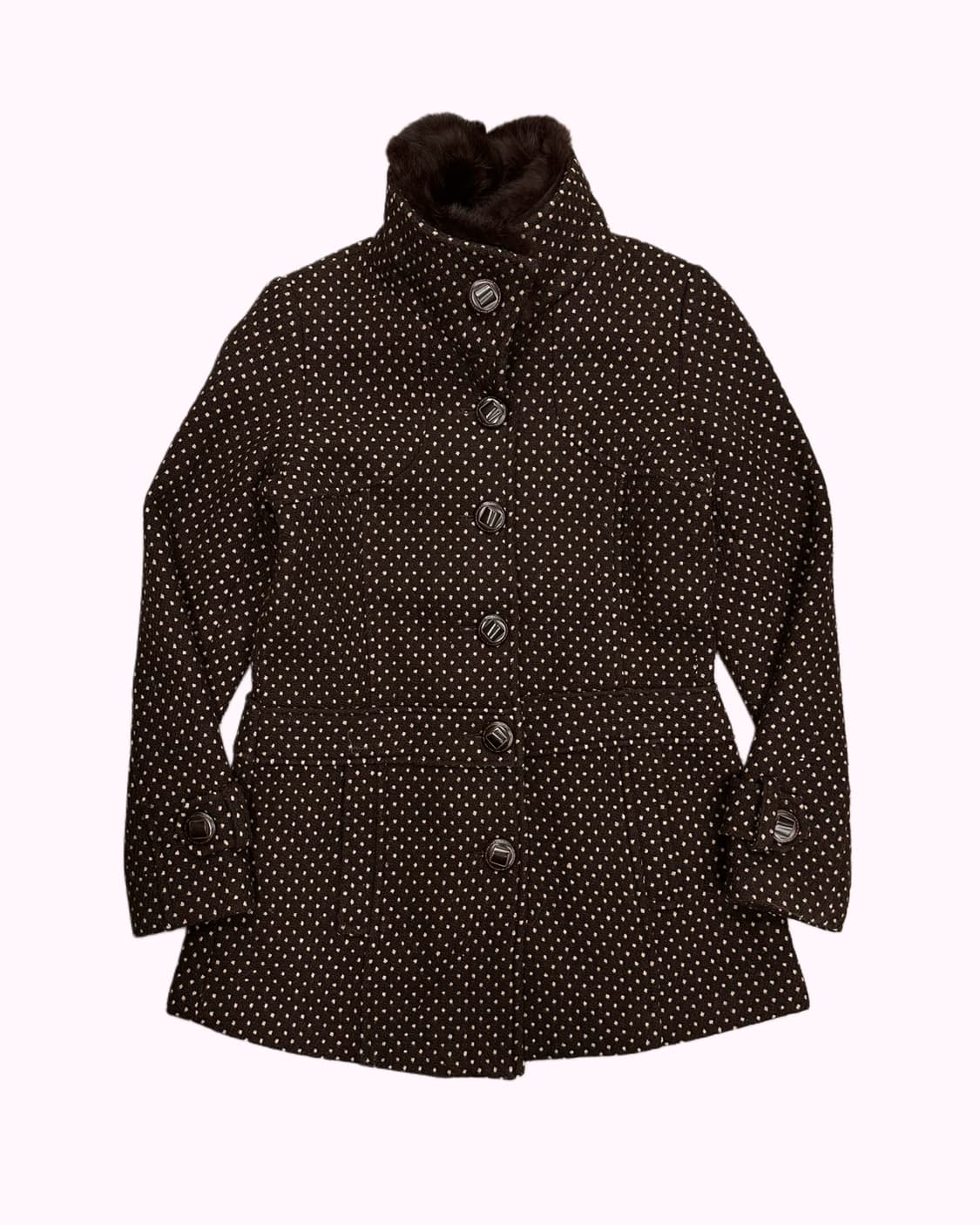 brown wool polka dot fur coat 상품이미지2