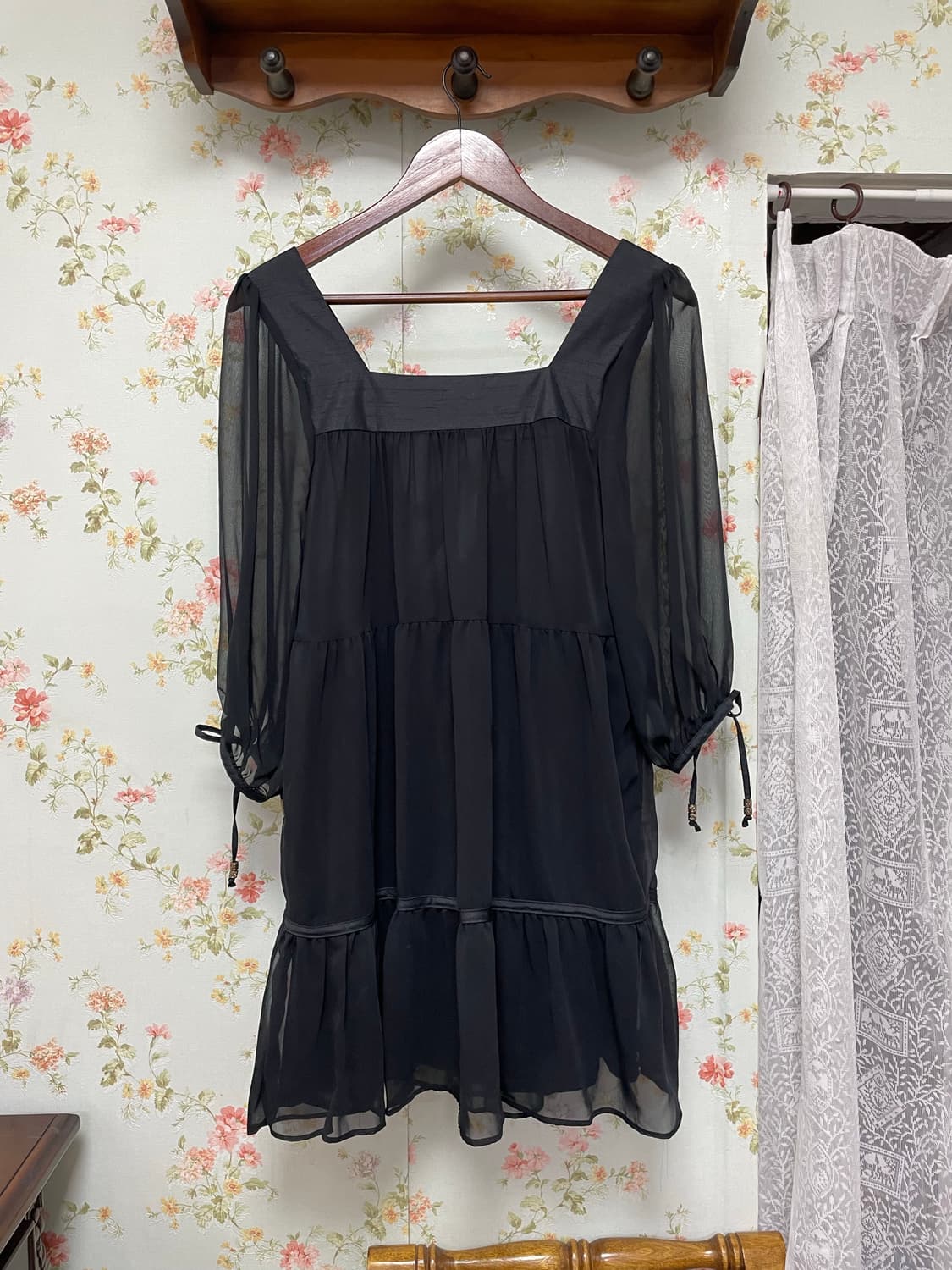 쉬폰 티어드 시스루 원피스 상품이미지2