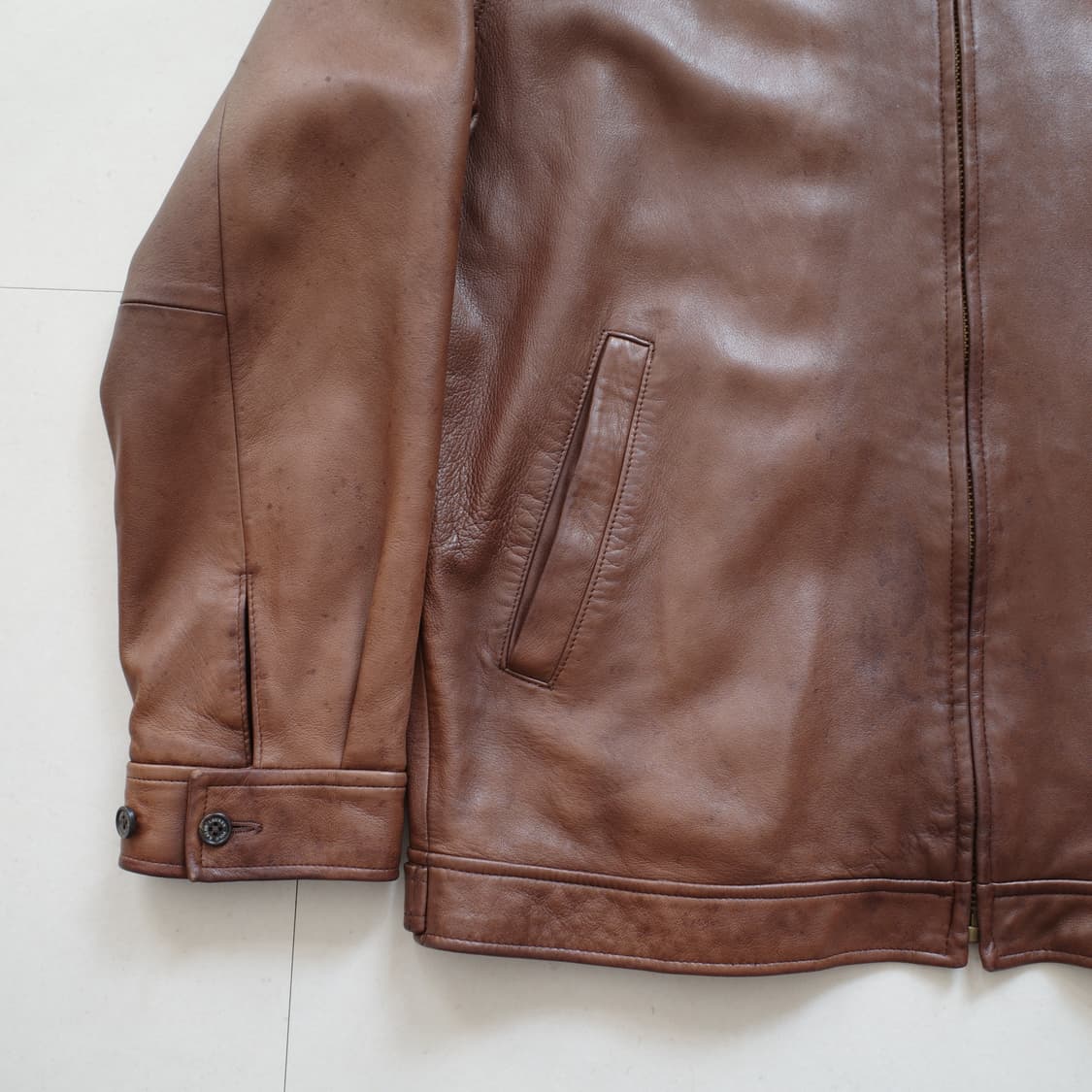 90s 폴로 레더 블루종 바라쿠타 베이포트 가죽 자켓 상품이미지3