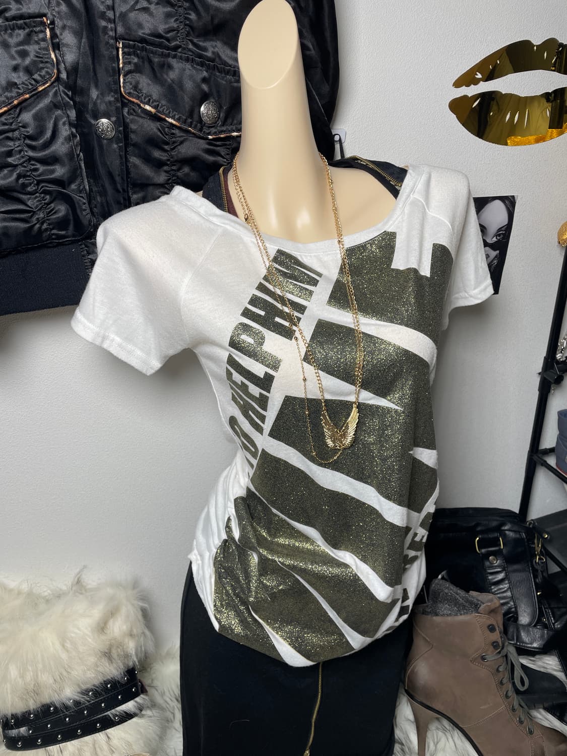 빈티지 갸루 펑크 레이어드 반팔 티셔츠 상품이미지1