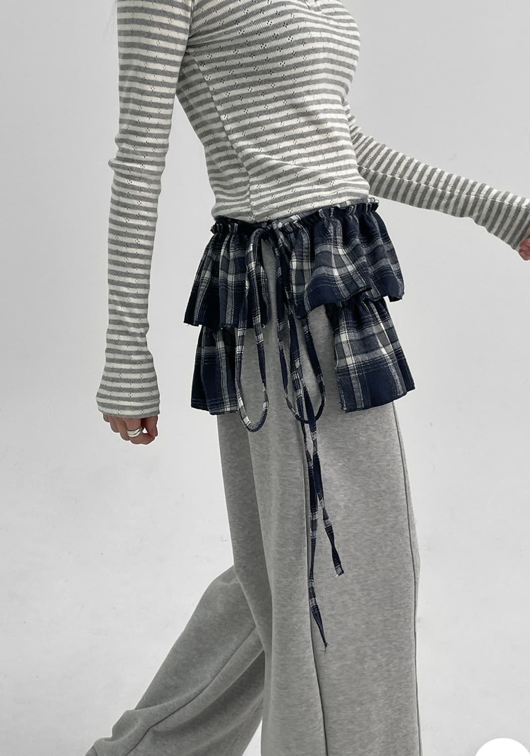 블랙업 리마팜 체크 미니 레이어드 랩스커트 상품이미지2